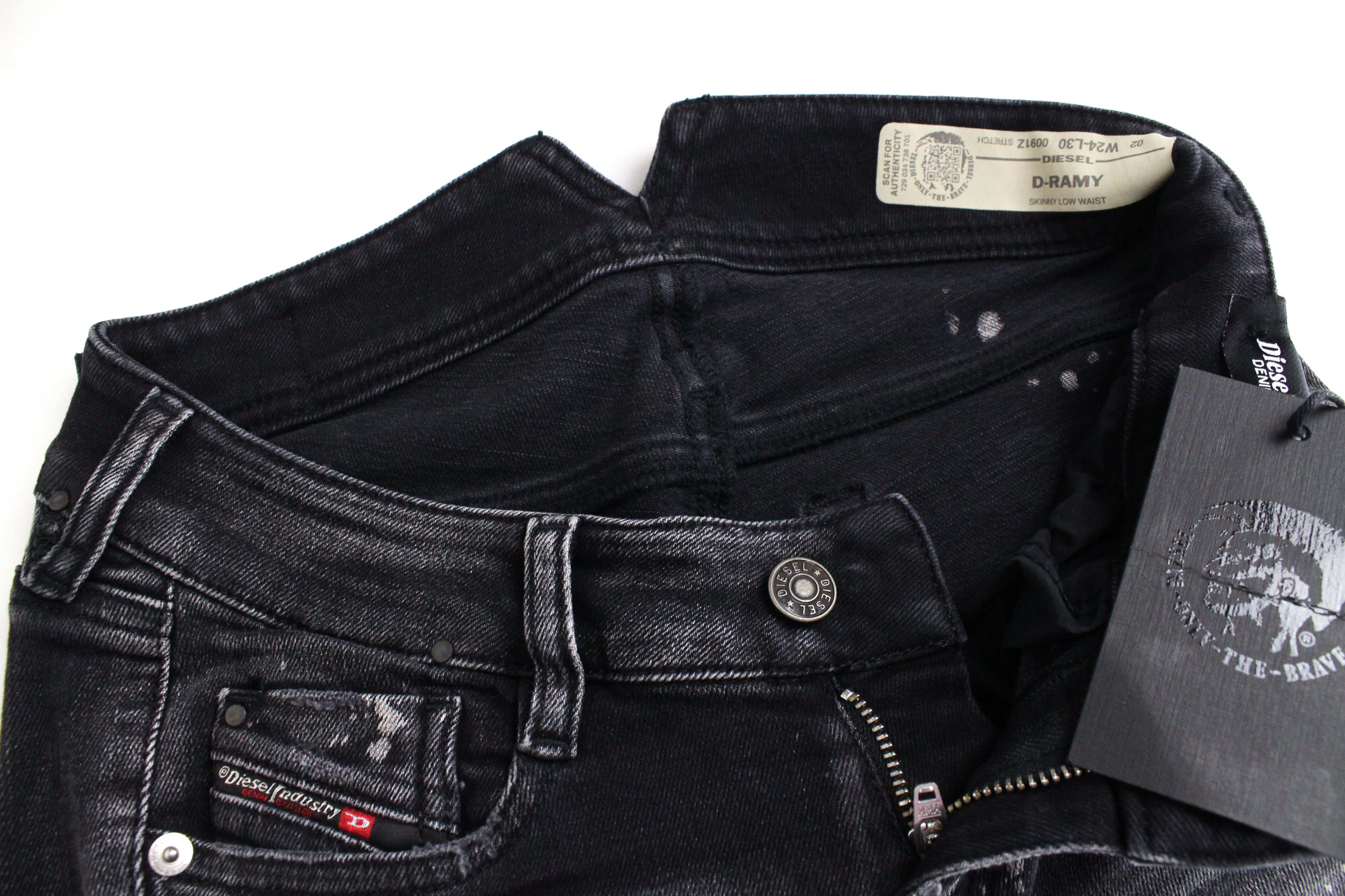 DIESEL D-Ramy 0091Z moteriški džinsai W24/L30 aptempti mergaitėms pilki tamprūs džinsai 