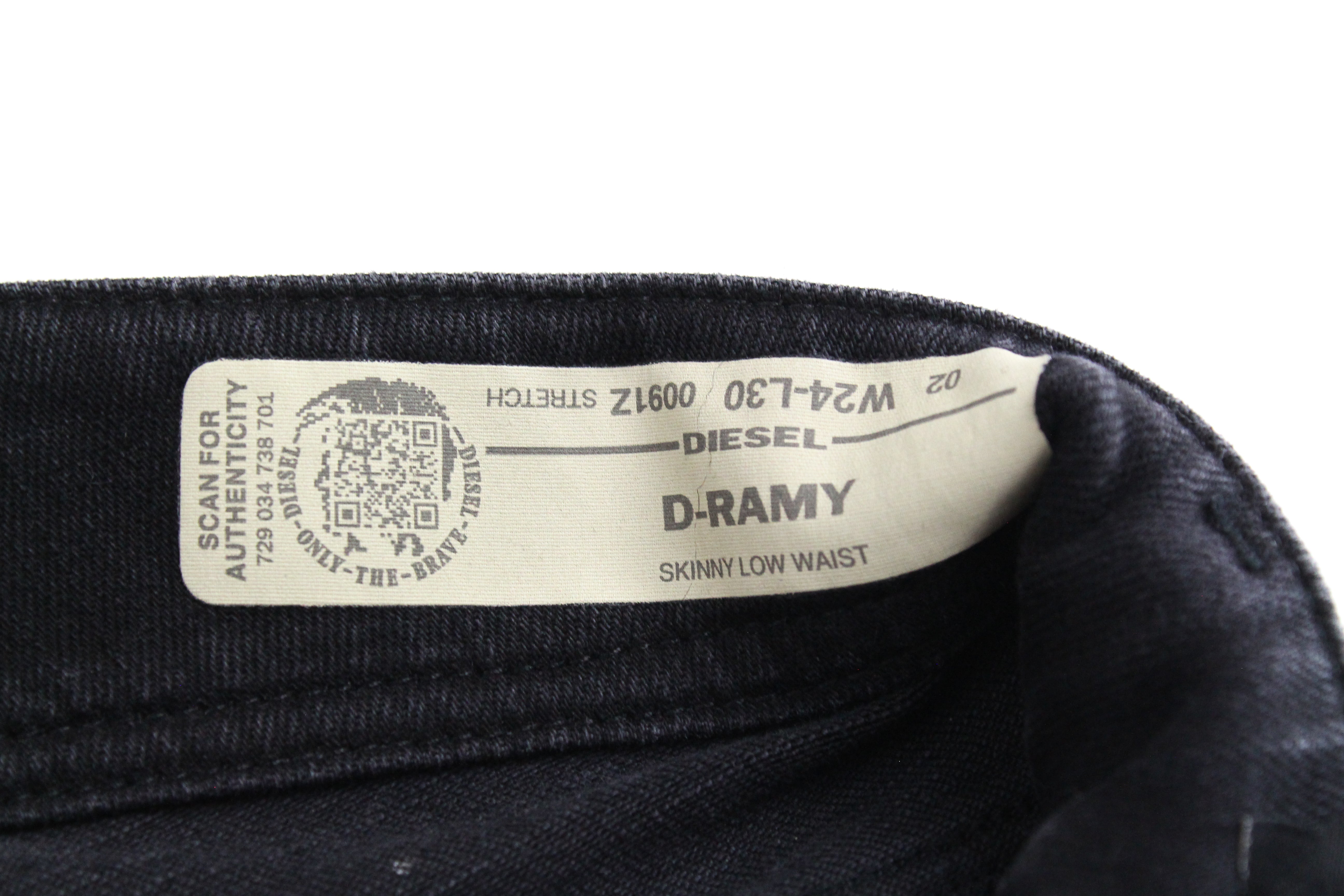 DIESEL D-Ramy 0091Z moteriški džinsai W24/L30 aptempti mergaitėms pilki tamprūs džinsai 