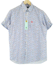 HARMONT &amp; BLAINE vyriški L dydžio balti medvilniniai marškiniai su raštuota apykakle, trumpi sagomis priekyje