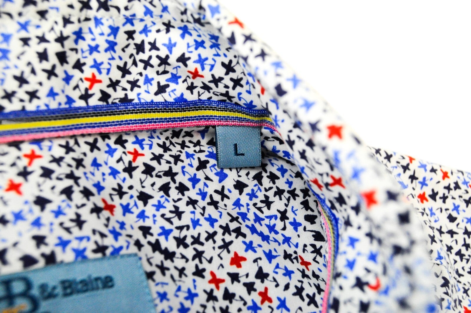 HARMONT &amp; BLAINE vyriški L dydžio balti medvilniniai marškiniai su raštuota apykakle, trumpi sagomis priekyje