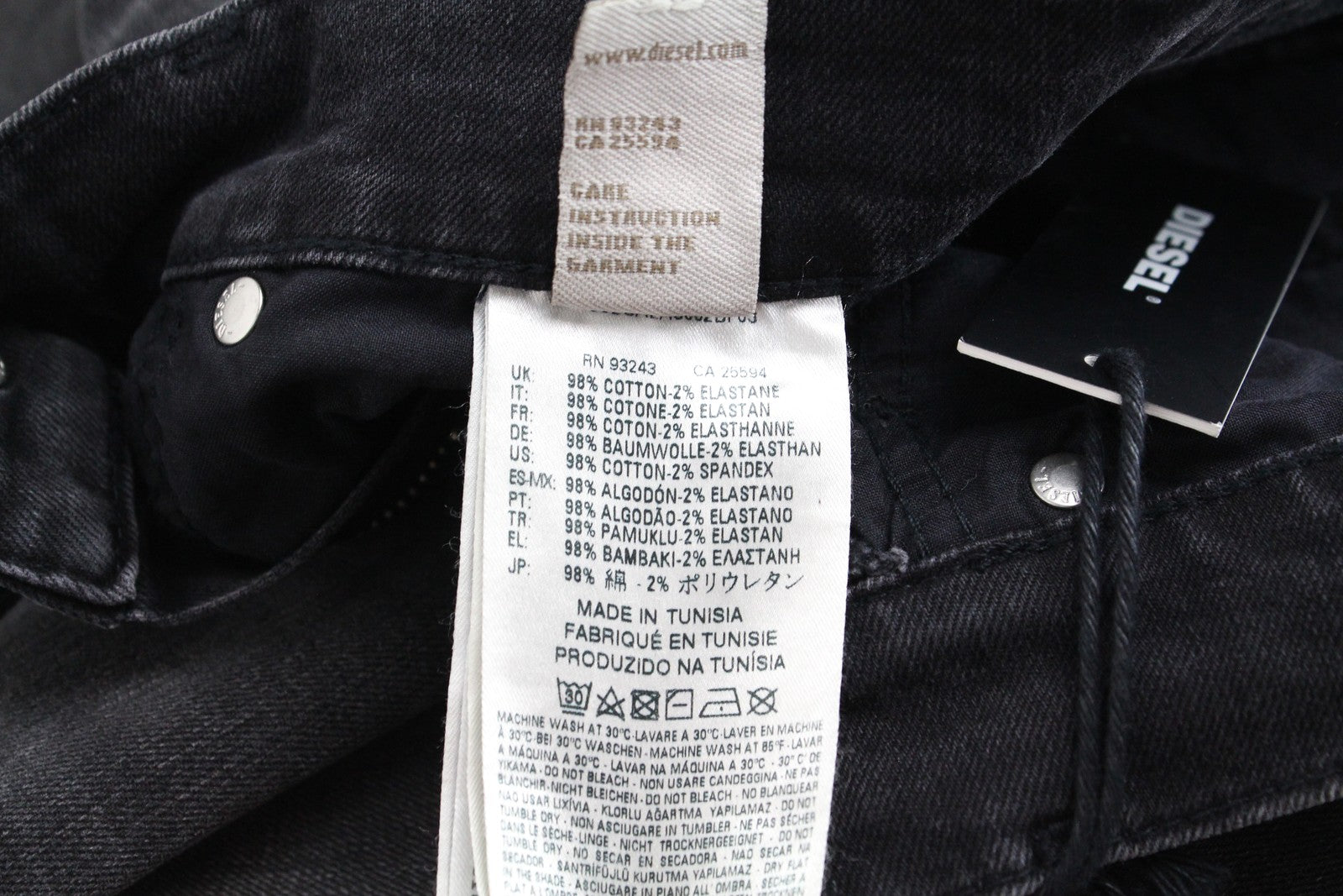 DIESEL Grupee 0676N moteriški džinsai W25/L32 Slim Skinny Fit skalbti tamprūs 