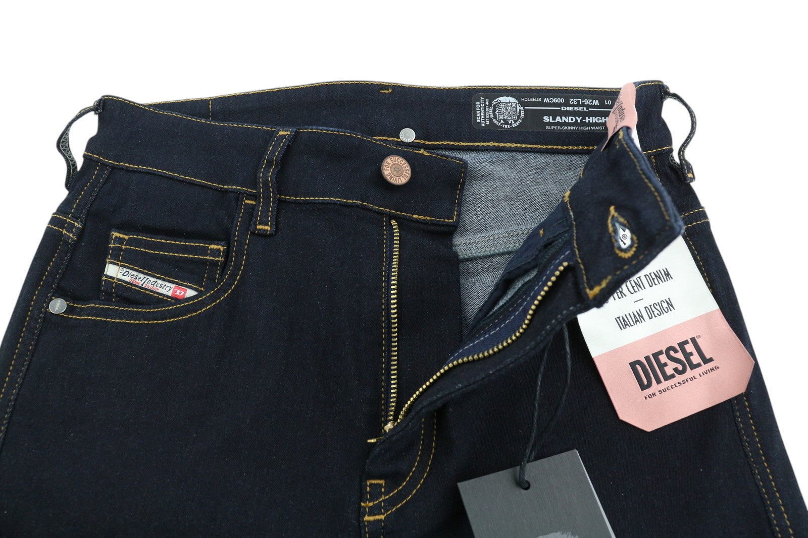 DIESEL Slandy-High 009CW moteriški džinsai W26/L32 itin aptempti, aukštu juosmeniu, tamprūs. 