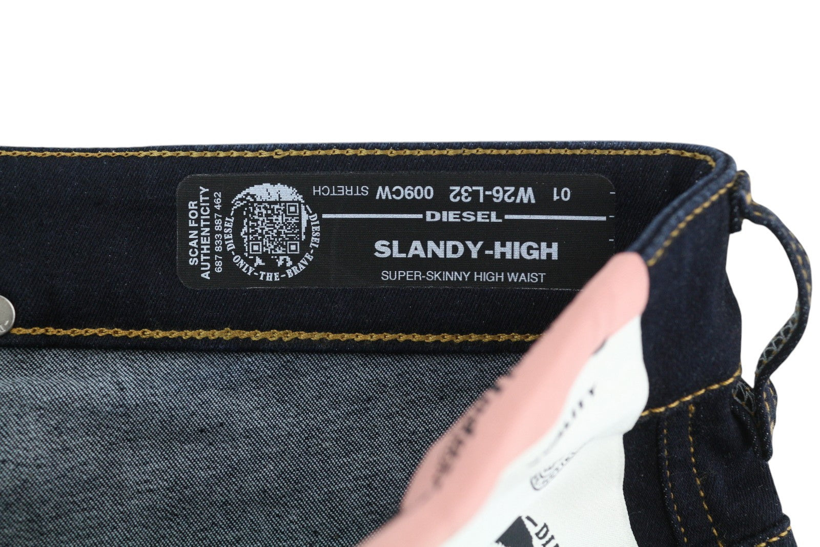 DIESEL Slandy-High 009CW moteriški džinsai W26/L32 itin aptempti, aukštu juosmeniu, tamprūs. 
