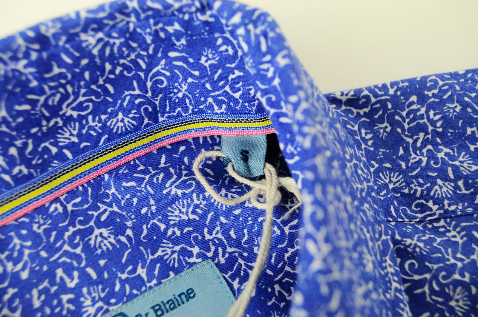 HARMONT &amp; BLAINE vyriški mėlyni marškinėliai su medvilnine raštuota apykakle ir trumpomis rankovėmis S dydžio