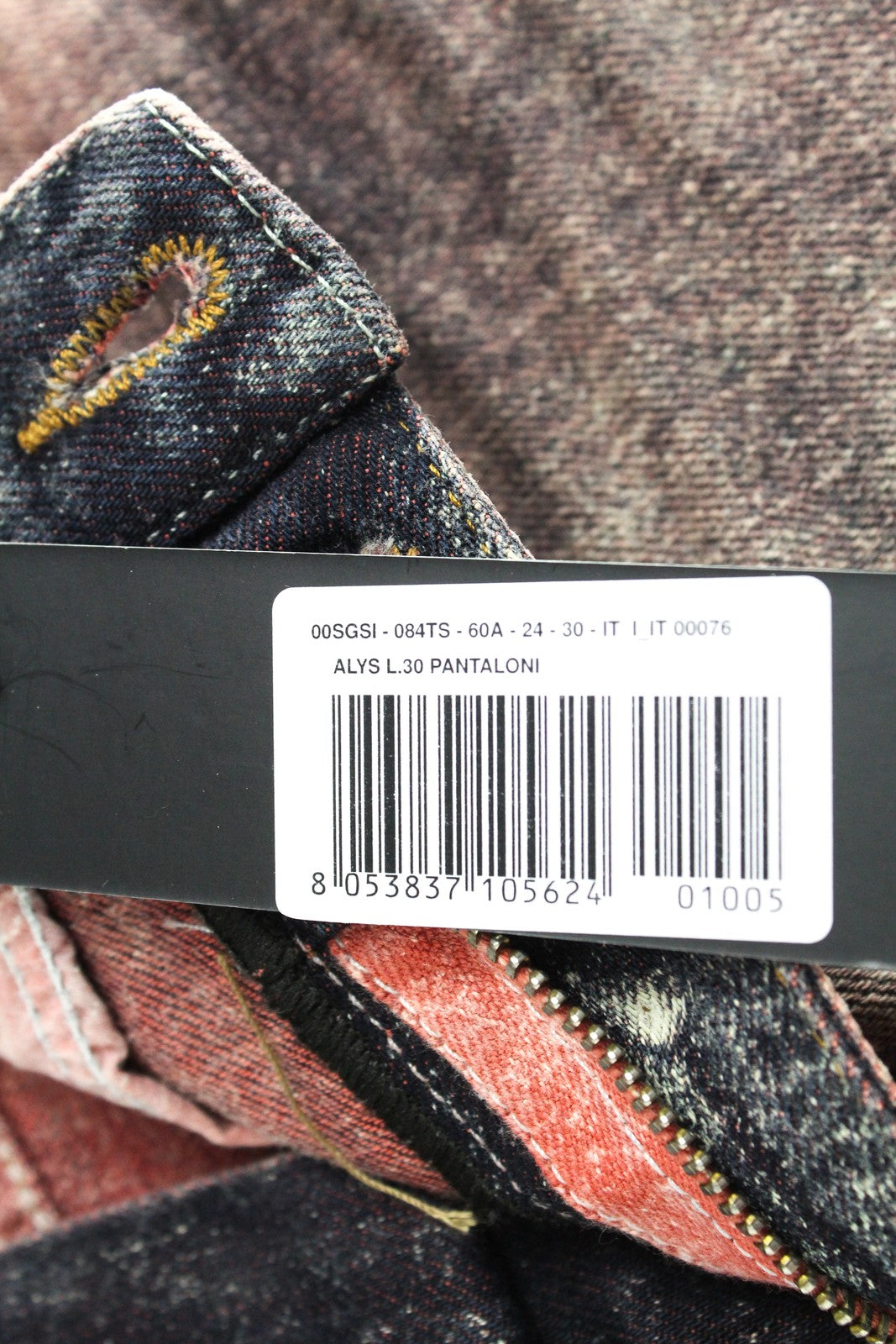 DIESEL Alys 084TS moteriški džinsai W24/L30 tiesūs mergaitėms, medvilniniai, pilki, rožiniai, džinsinio audinio 