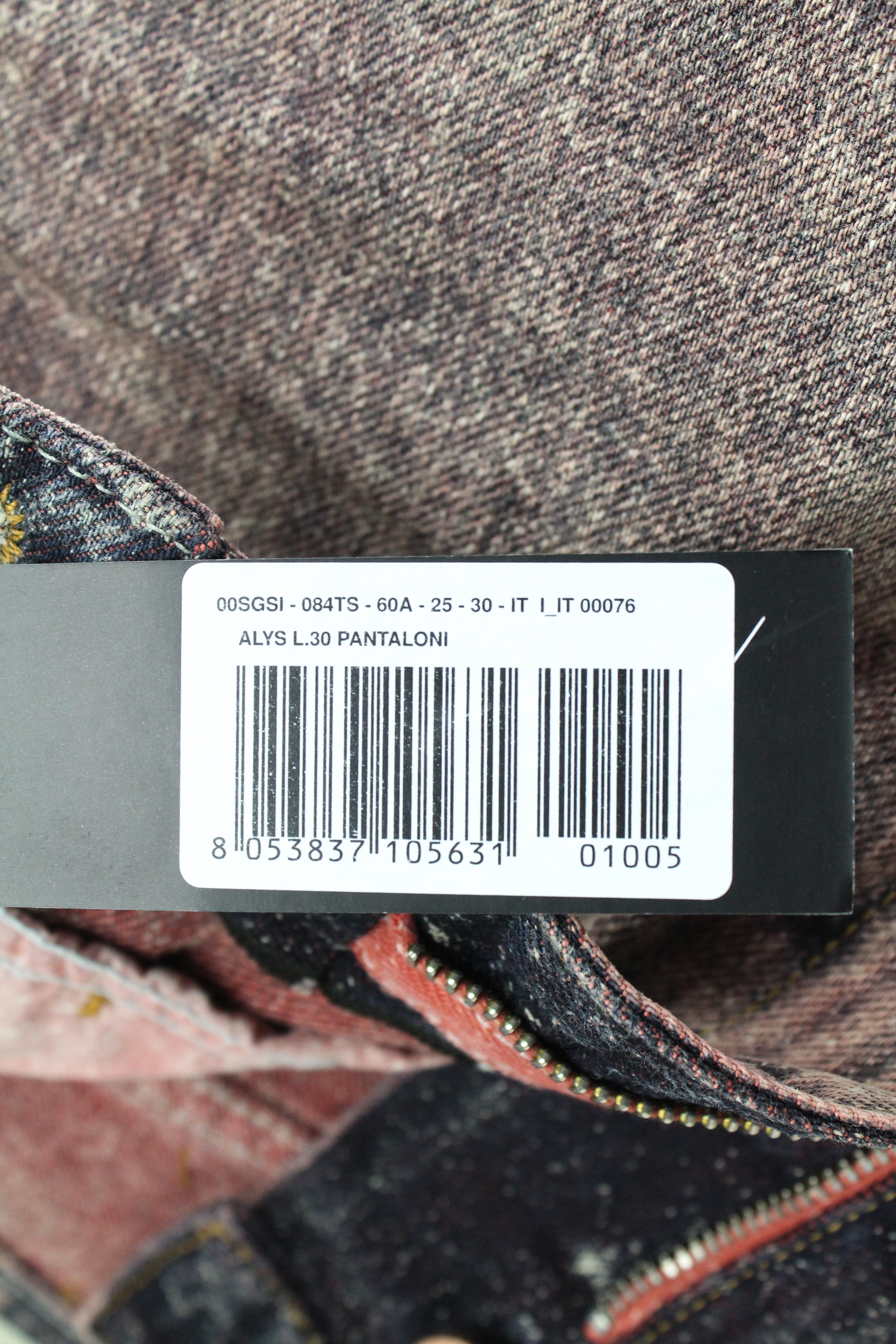 DIESEL Alys 084TS moteriški džinsai W25/L30 tiesaus kirpimo, medvilniniai, pilkai rožiniai, skalbti 