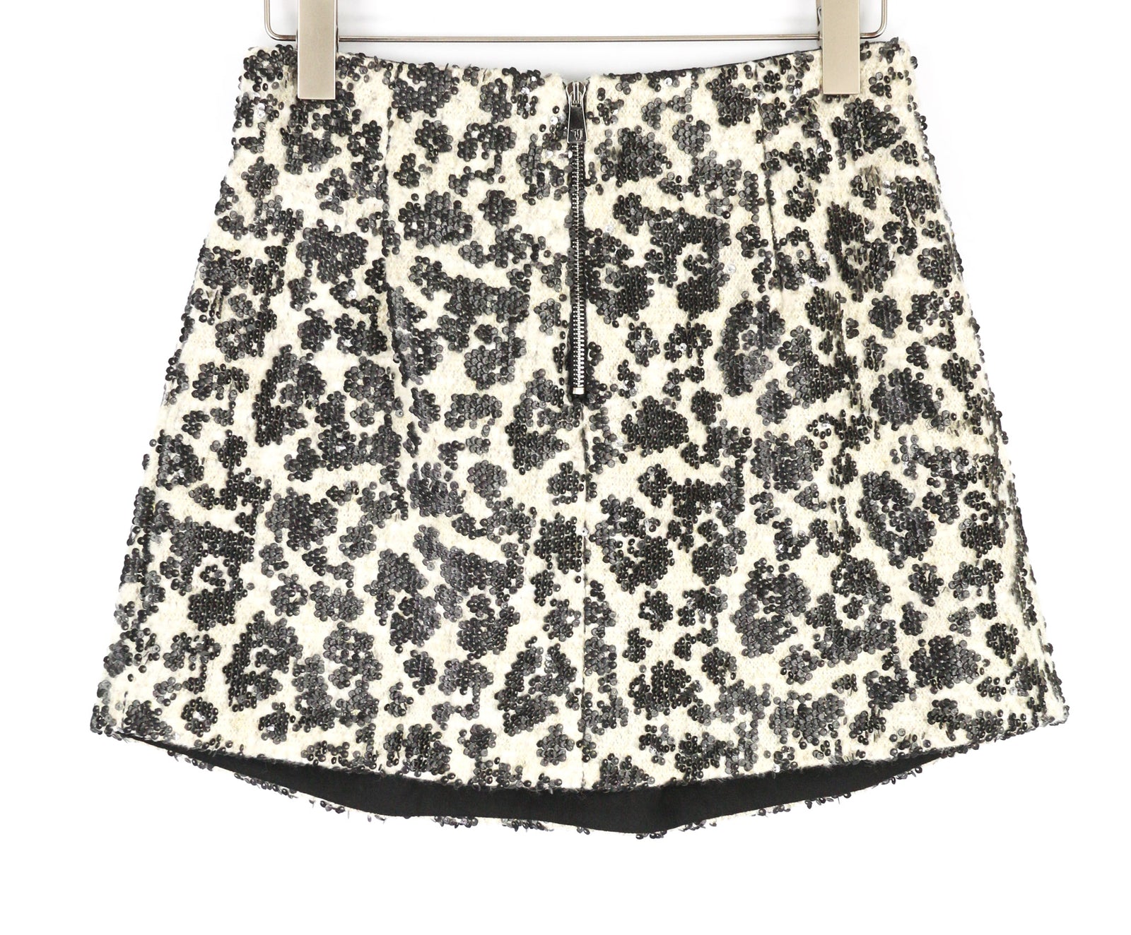 TRUSSARDI JEANS moteriškas sijonas, 40 dydžio, baltas, klostuotas, blizgučiais puoštas trumpas balioninis sijonas. 