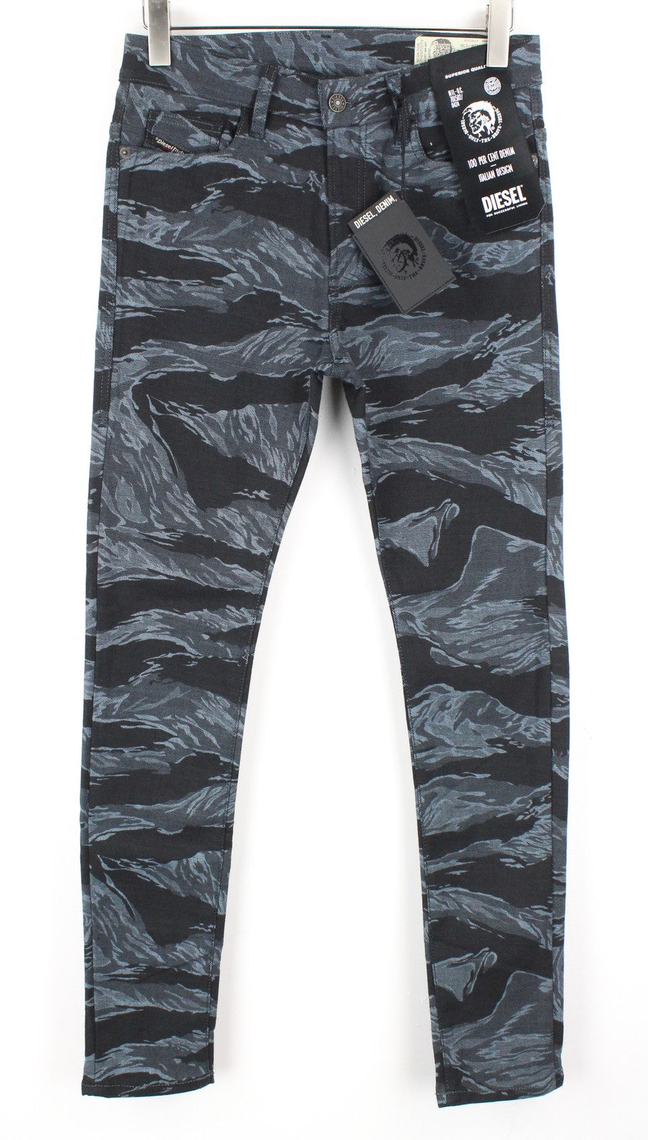 DIESEL D-Amny-SP1 0091R vyriški džinsai W32/L32 aptempti, mėlyni, tamprūs raštai 