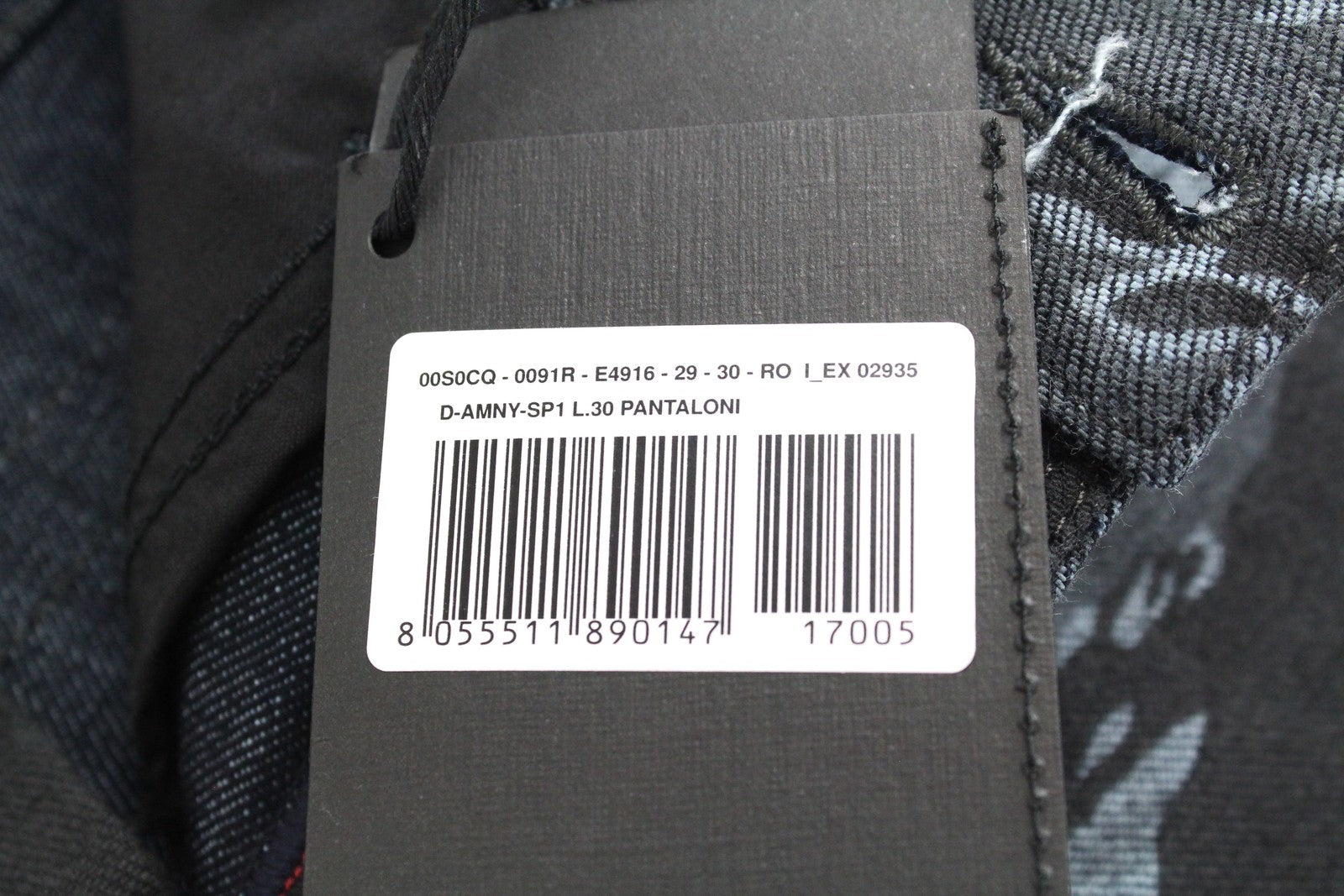 DIESEL D-Amny-SP1 0091R vyriški džinsai W32/L32 aptempti, mėlyni, tamprūs raštai 