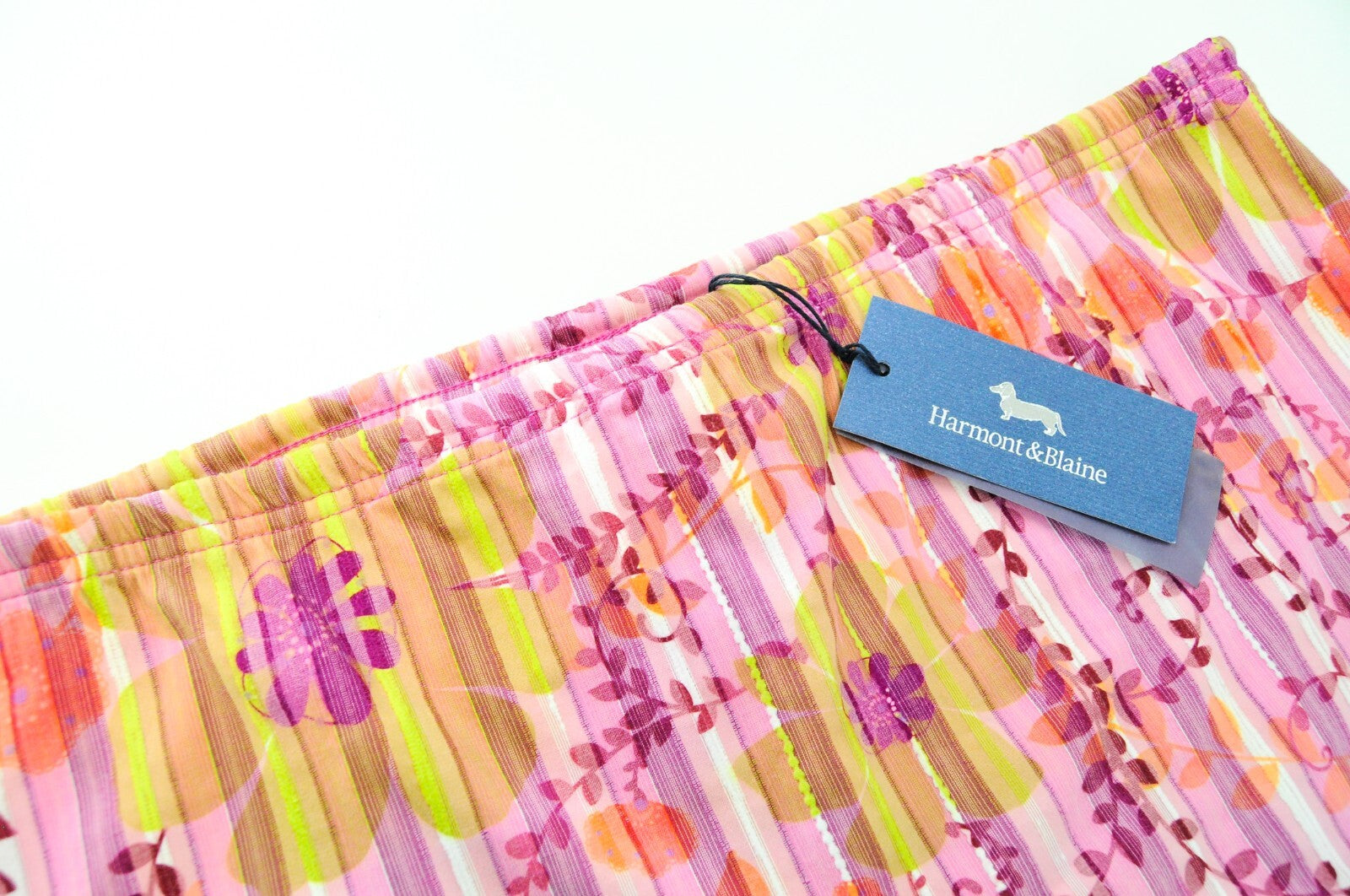 HARMONT & BLAINE Acqua ~W34 Pink Swim Trunks Men Striped Floral Pool Shorts