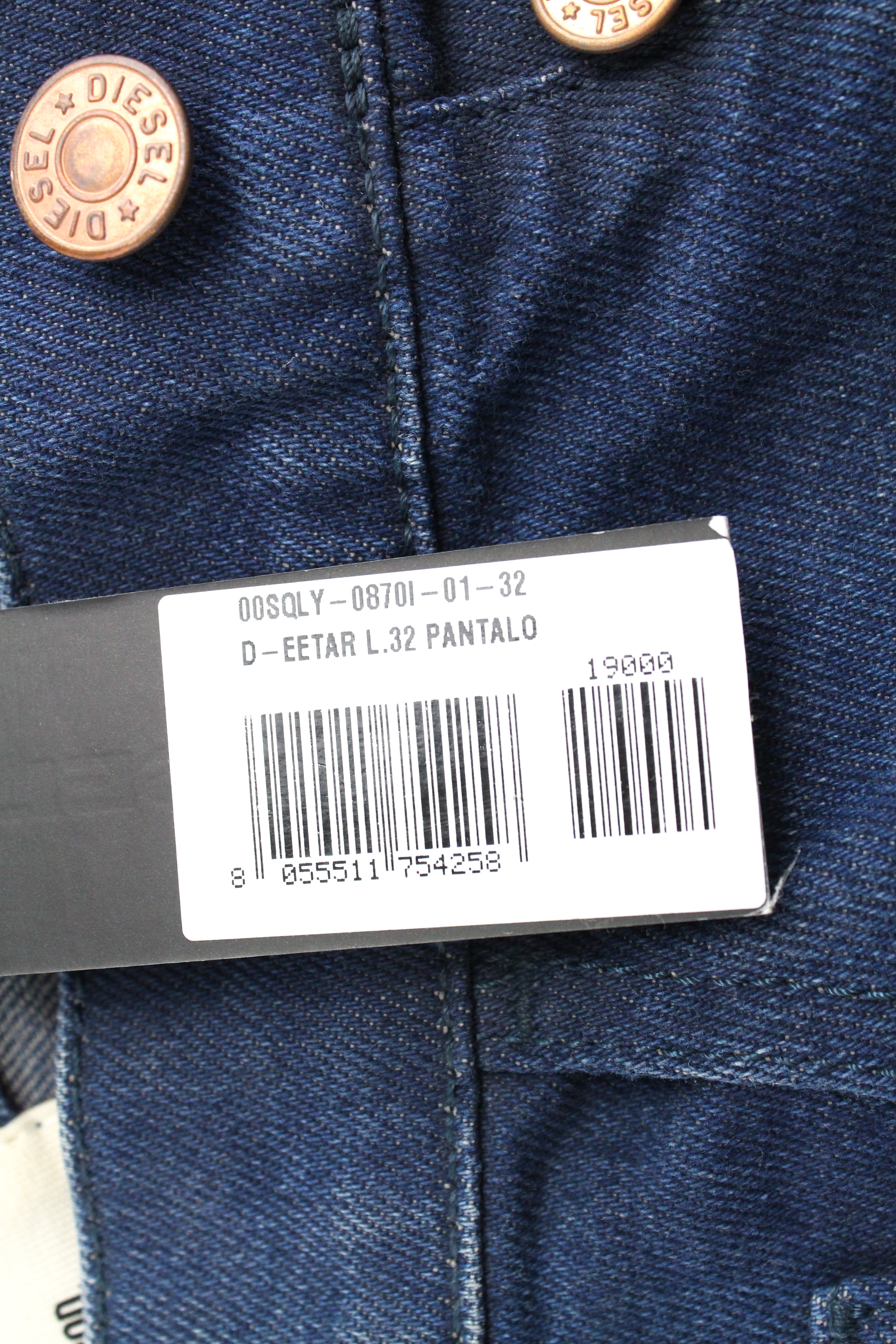 DIESEL D-Eetar 0870I vyriški džinsai W32/L32 siaurėjantys mėlyni tamprūs džinsai 