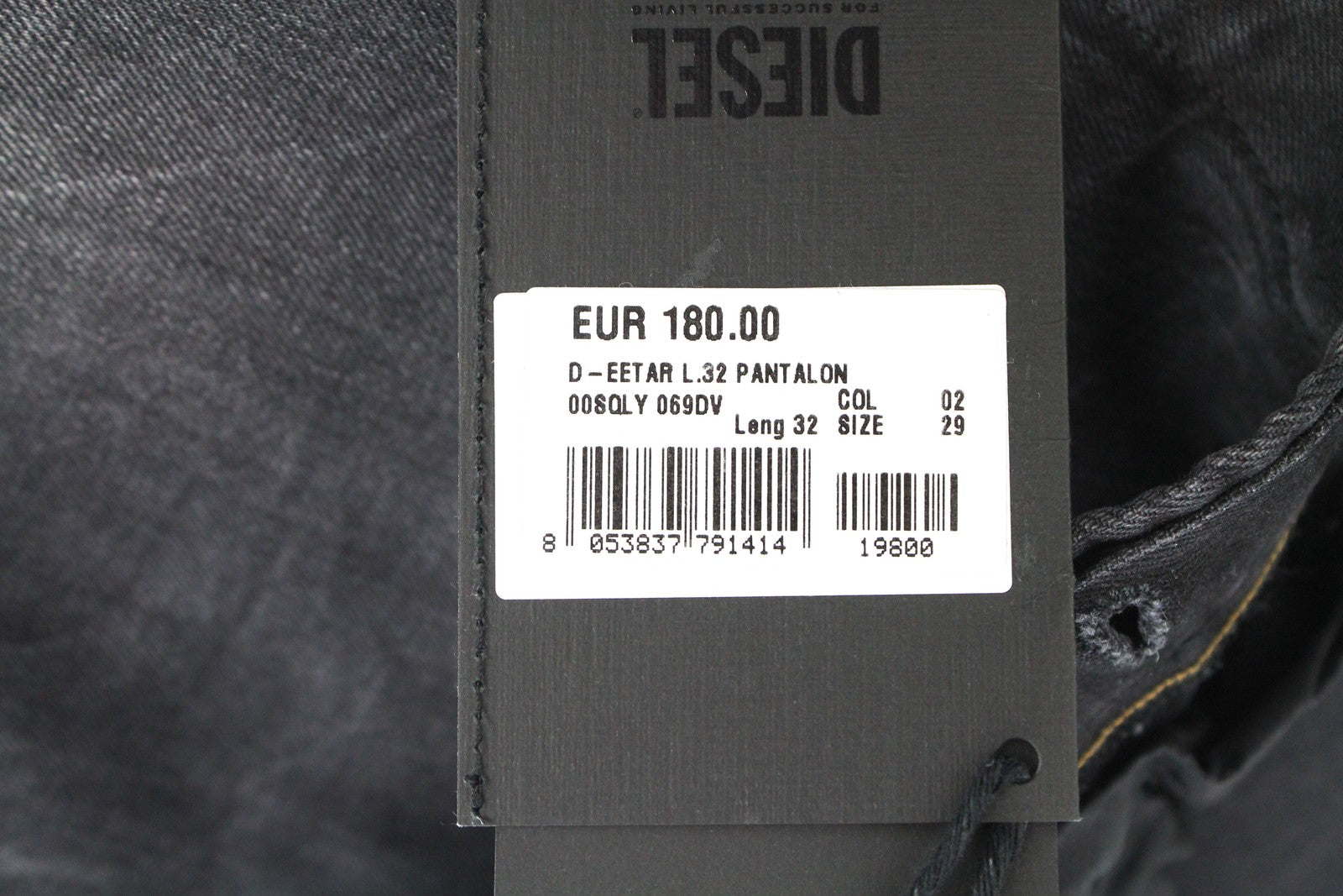 DIESEL D-Eetar 069DV Men's Jeans W29/L32 Taper Stretch Grey Button