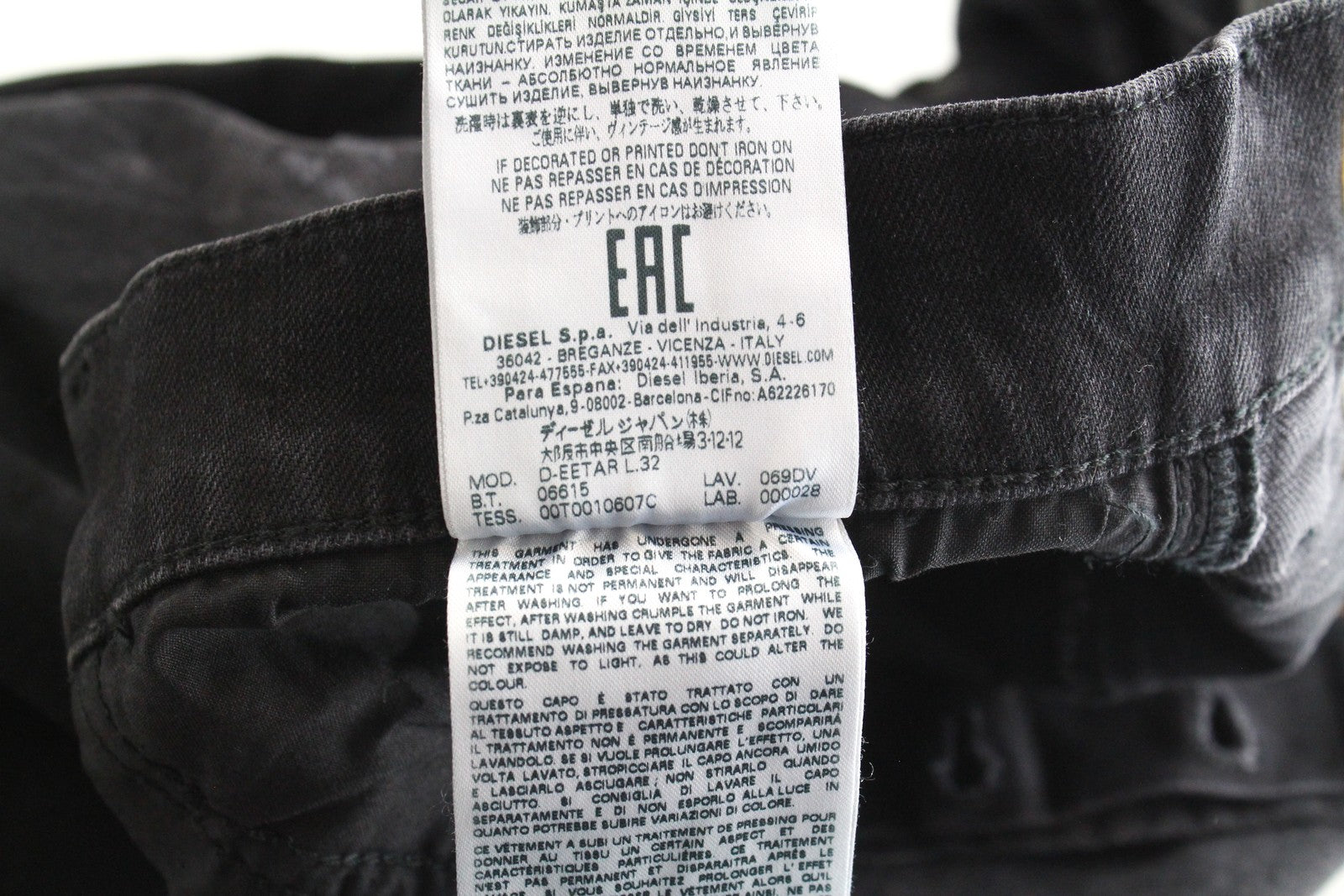 DIESEL D-Eetar 069DV Men's Jeans W29/L32 Taper Stretch Grey Button