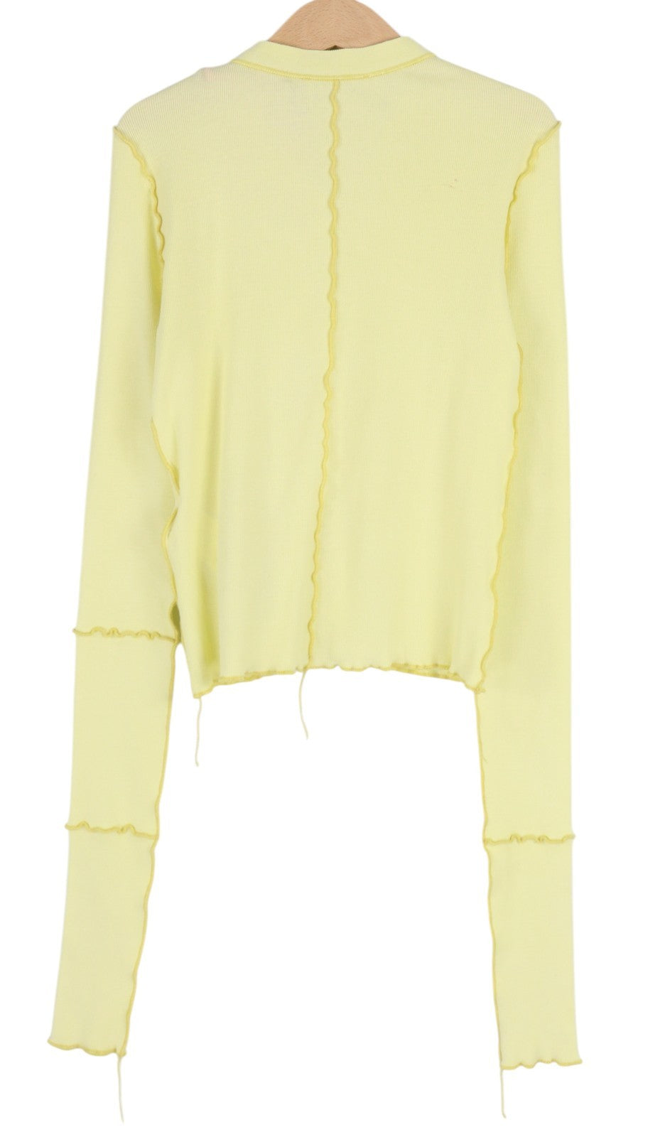 DIESEL T-Ribby-Open moteriški marškinėliai S dydžio geltoni kardiganai su sagomis ir trumpais briaunotais raštais 