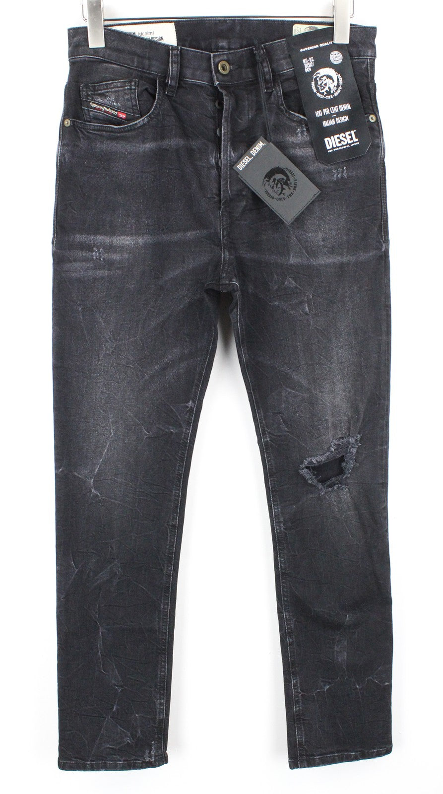 DIESEL D-Eetar 069DV vyriški džinsai W29/L32 siaurėjantys tamprūs pilki su sagomis 