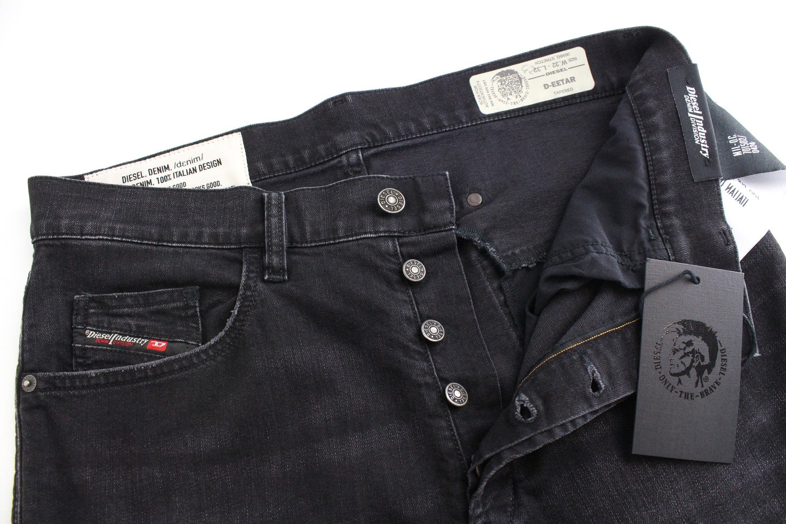 DIESEL D-Eetar 069BG vyriški džinsai W32/L32 siaurėjantys, skalbti skirti, tamprūs, pilki 