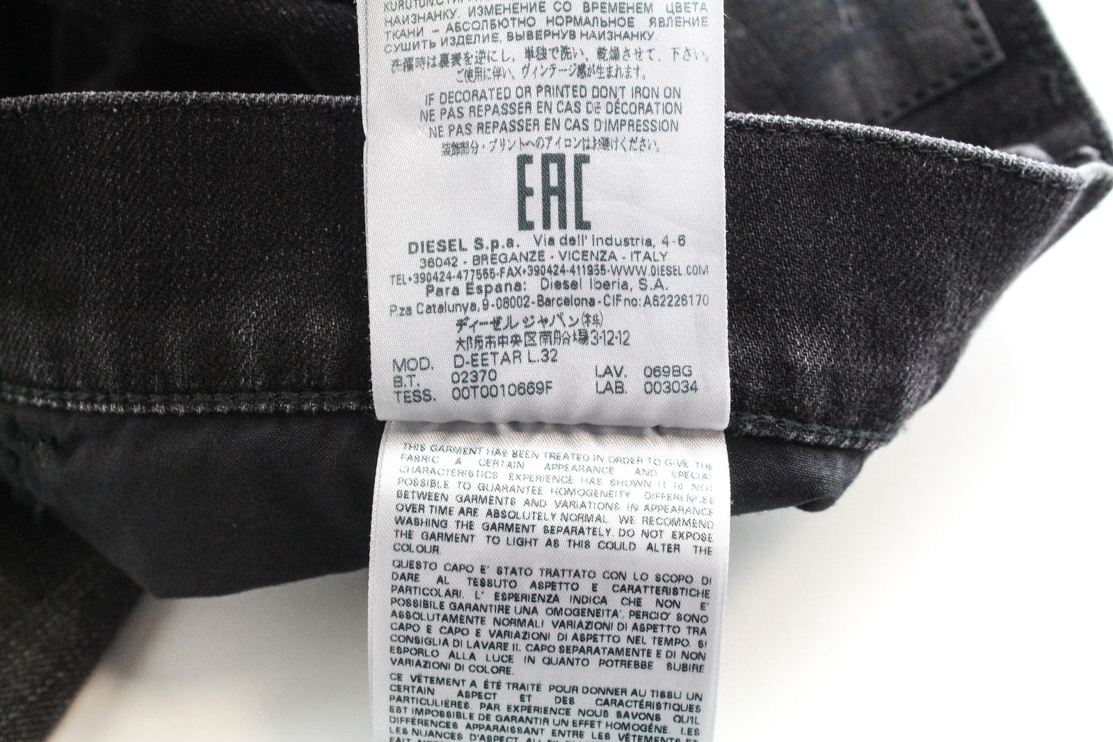 DIESEL D-Eetar 069BG vyriški džinsai W32/L32 siaurėjantys, skalbti skirti, tamprūs, pilki 