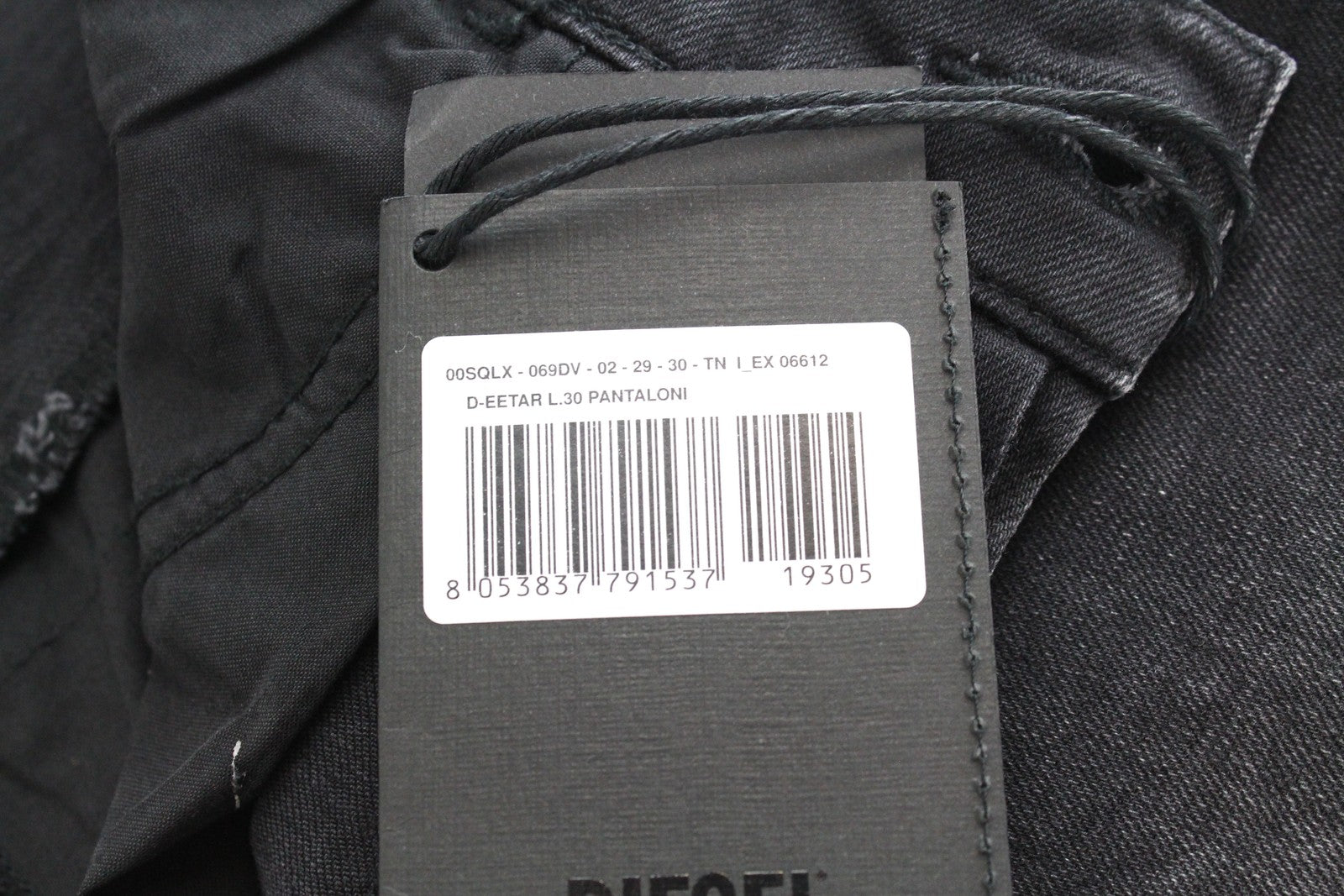 DIESEL D-Eetar 069DV vyriški džinsai W29/L30 siaurėjantys, plėšyti, tamprūs, pilki 