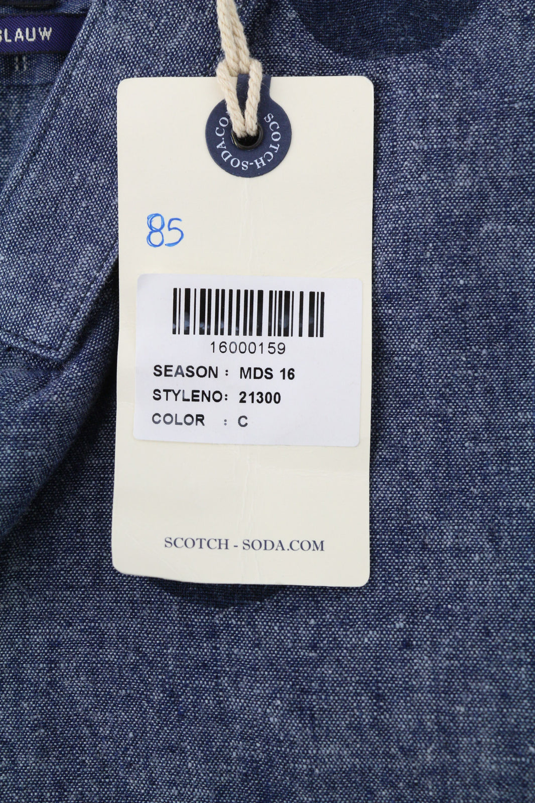SCOTCH &amp; SODA Ams Blauw vyriški marškinėliai ~M/L mėlyni taškuoti trumpomis rankovėmis su sagomis 