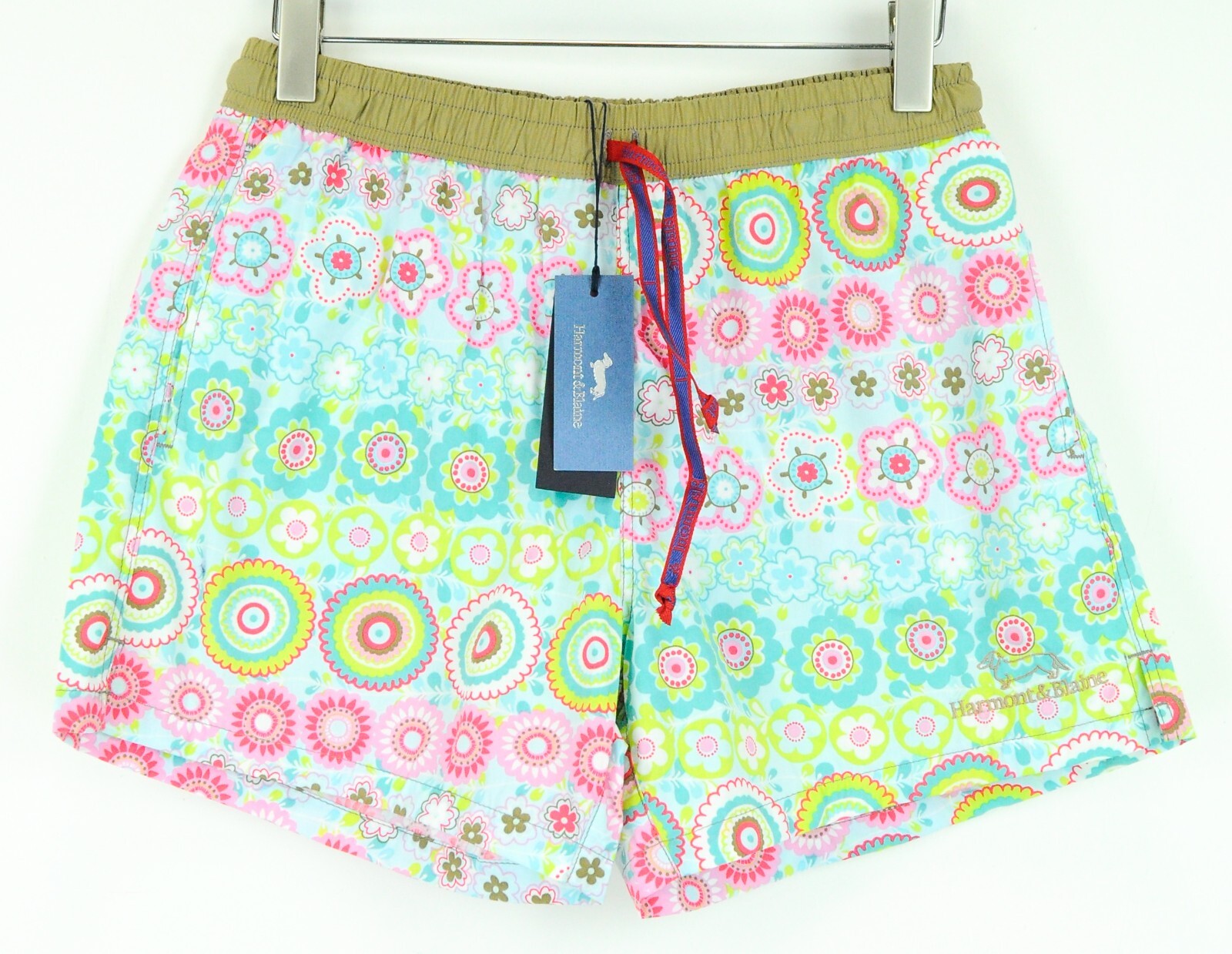 HARMONT & BLAINE Men's ~W28 Swim Trunks Blue Floral Summer Pull-On Shorts