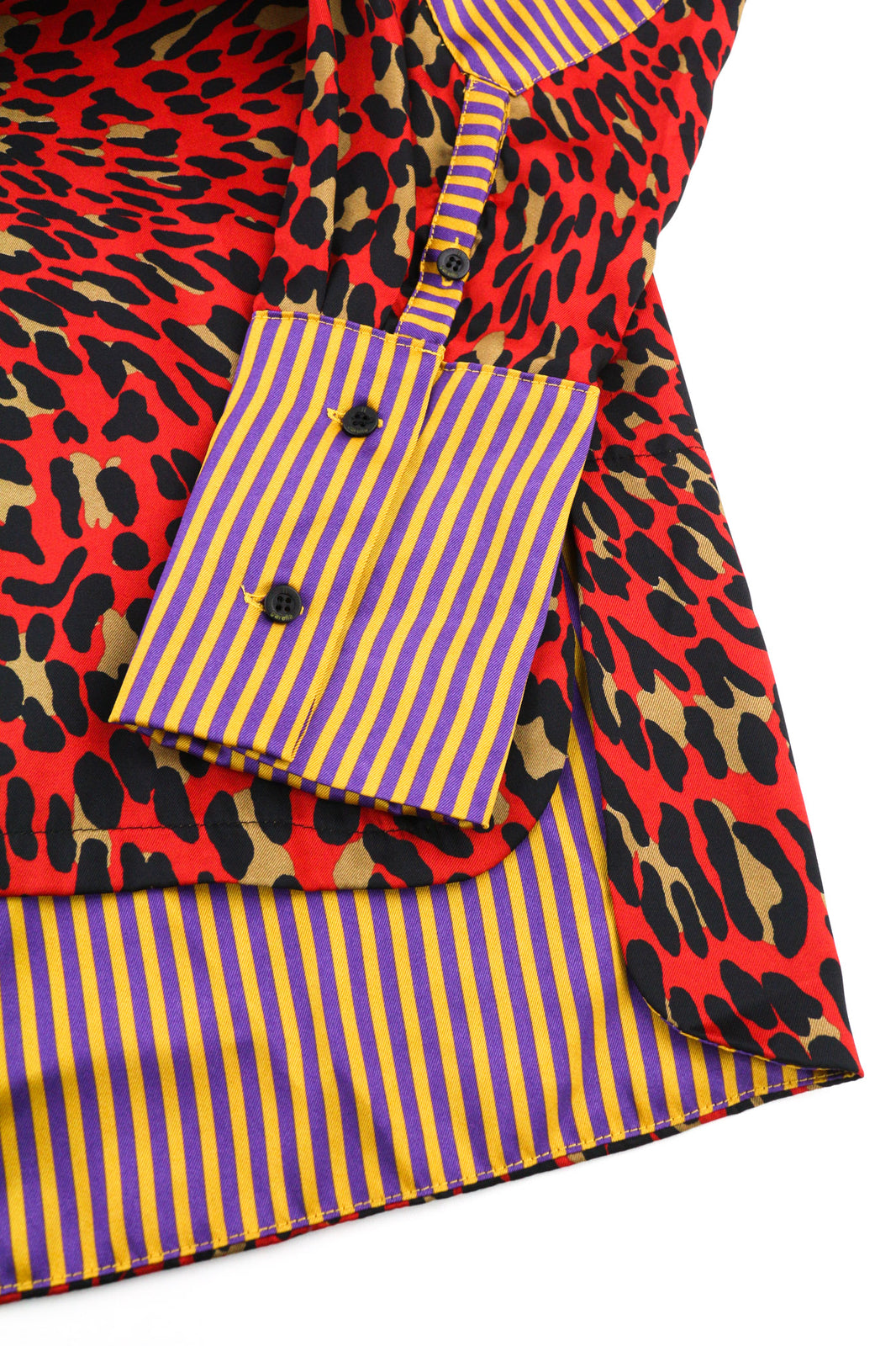 JJ GARELLA moteriški marškinėliai 42 raudoni ilgomis rankovėmis su gyvūnų gepardo raštu ir sagomis 