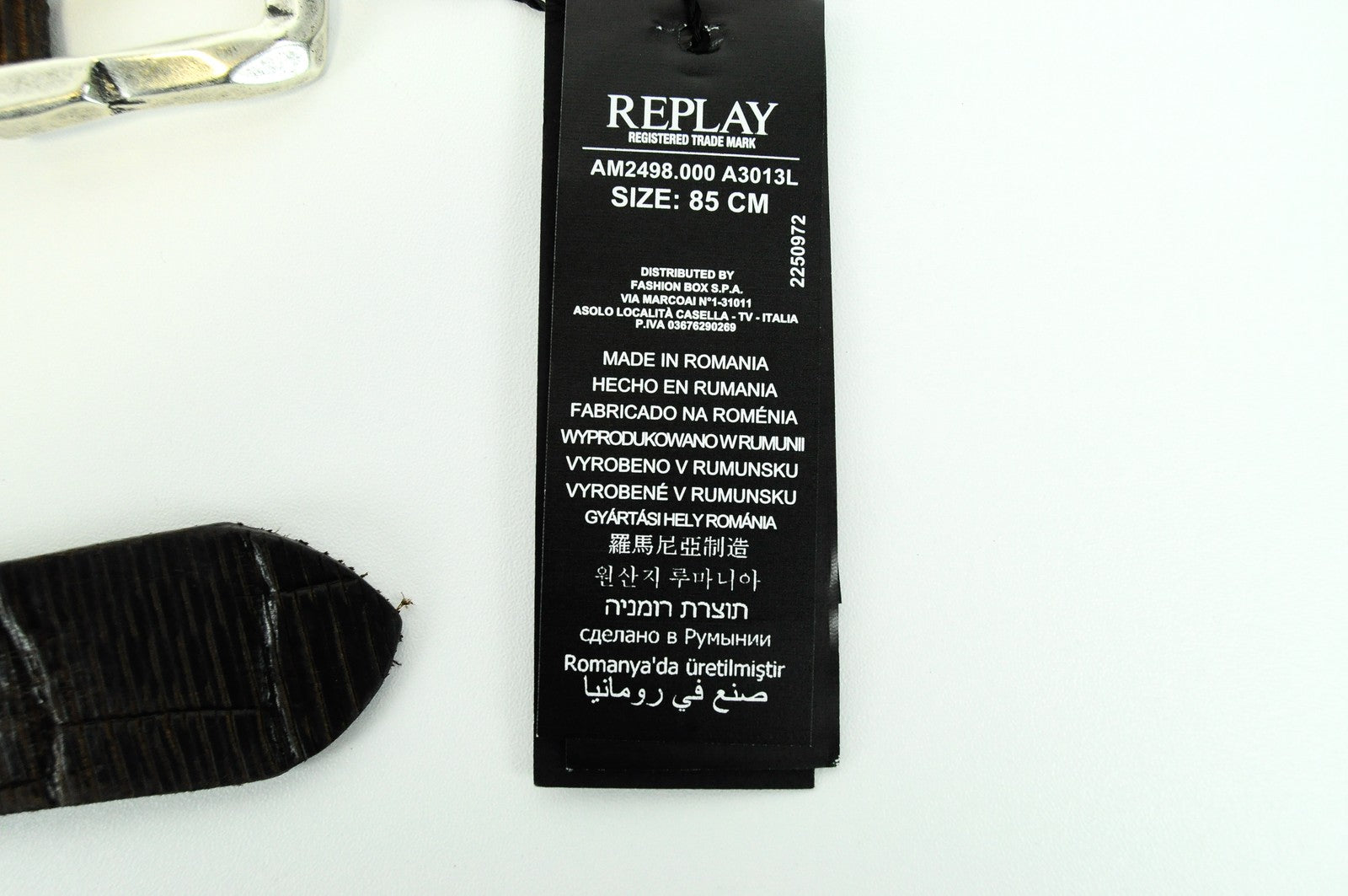 REPLAY rudas odinis diržas, 85 cm, raštuotas, jaučio odos, su sagtimi, vyriškas aksesuaras 