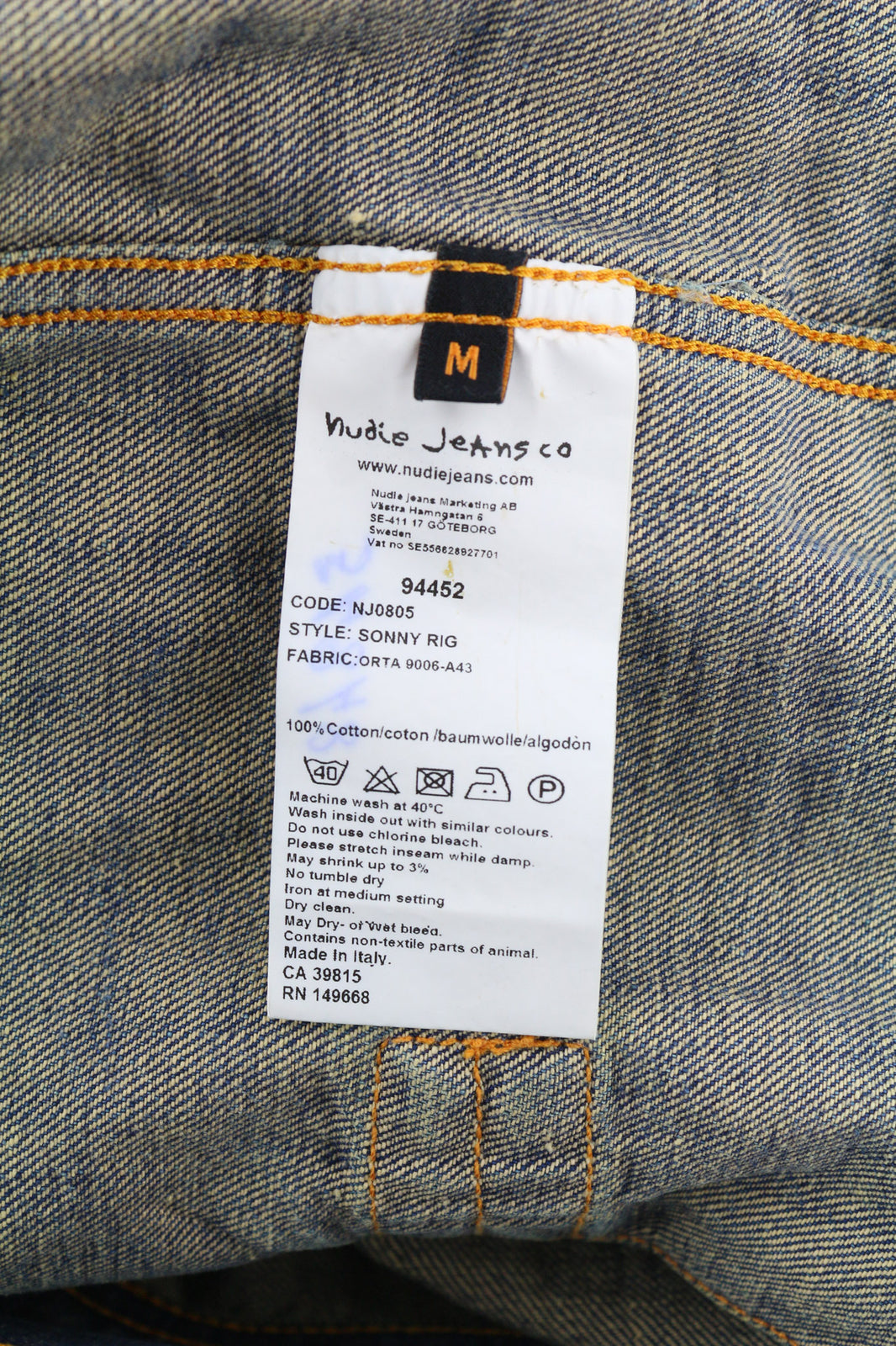 NUDIE Sonny Rig Orta Men Jacket M Faded Denim Unlined Button Closure PL Neck