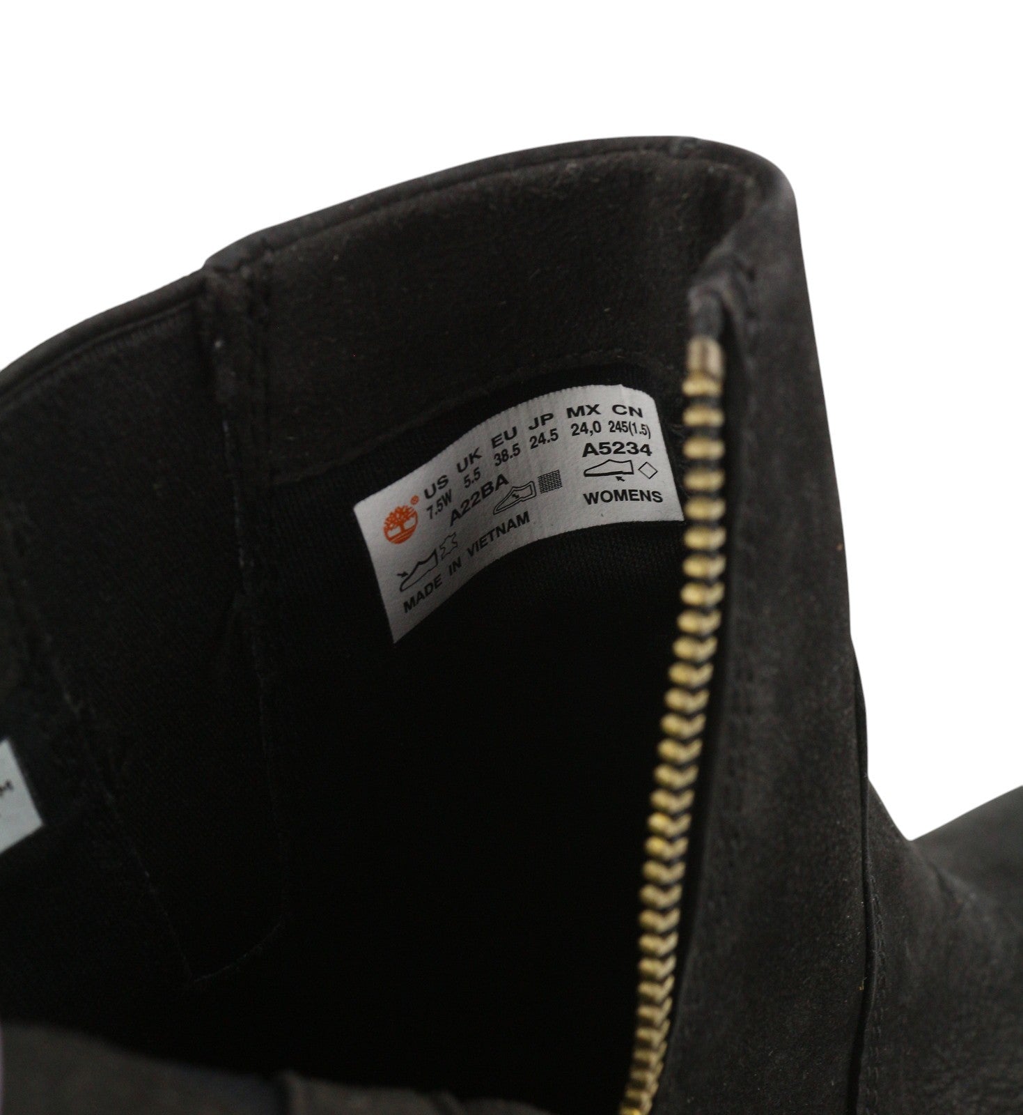 TIMBERLAND A22BA moteriški aulinukai EU37.5 EU38.5 juodi odiniai batai su kulnu ir užtrauktuku, ortolitas 