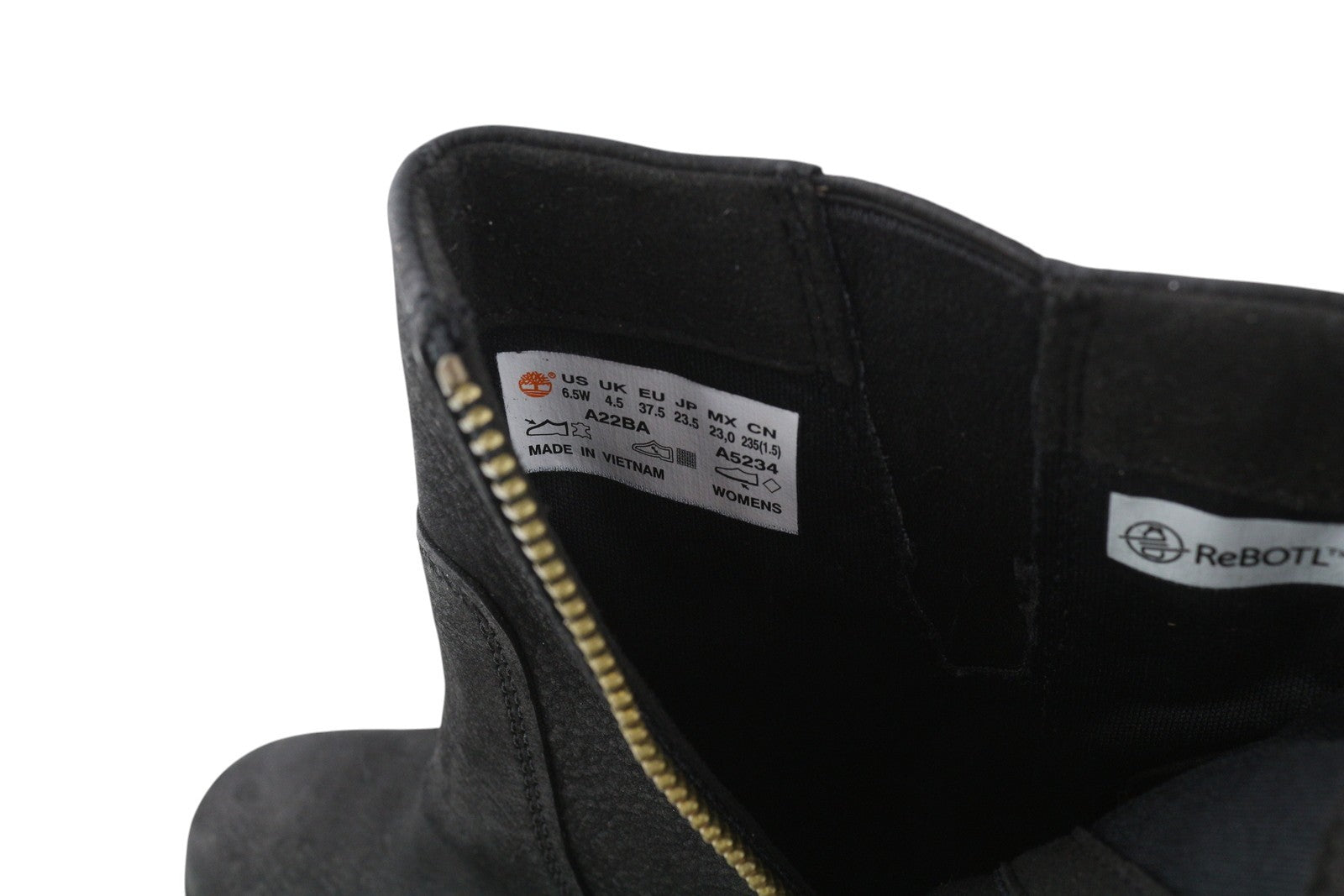 TIMBERLAND A22BA moteriški aulinukai EU37.5 EU38.5 juodi odiniai batai su kulnu ir užtrauktuku, ortolitas 