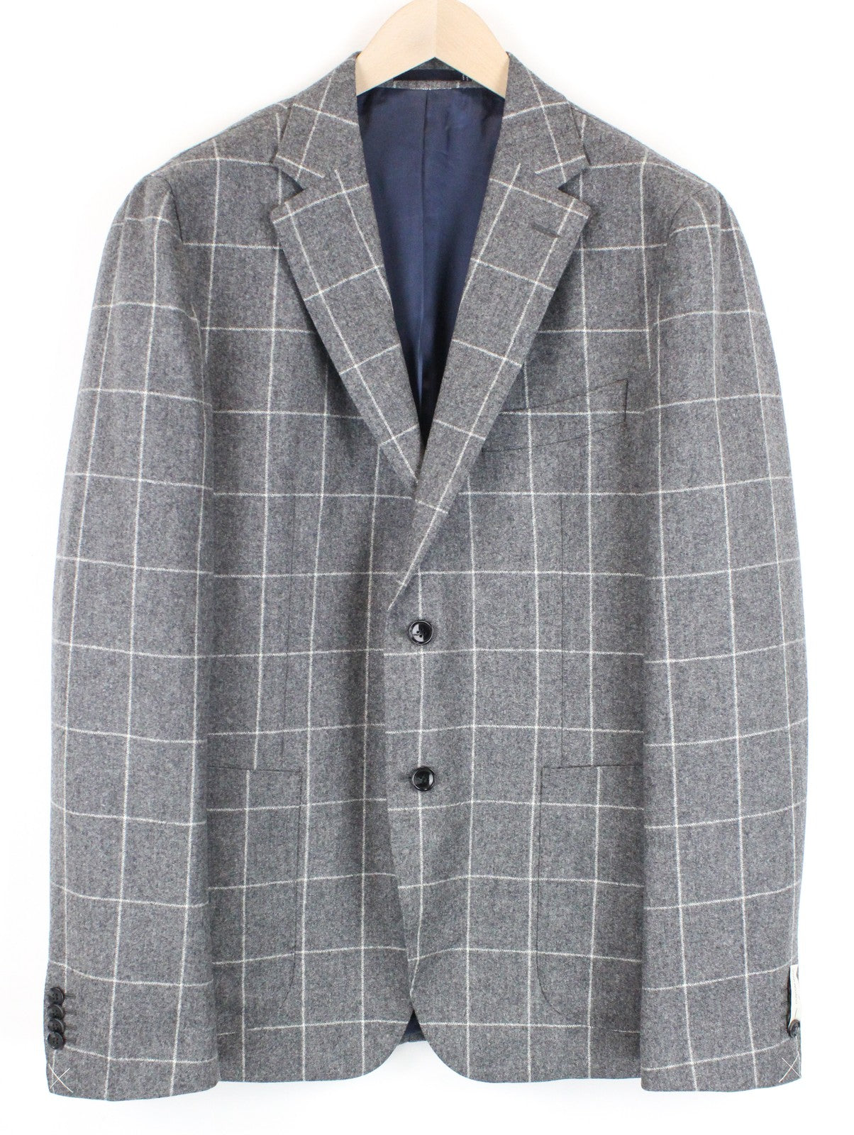 „SUITSUPPLY“ vyriškas klasikinis, pilkas, languotas vilnonis švarkas „Havana“ su pamušalu, UK48L 