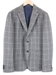 „SUITSUPPLY“ vyriškas klasikinis, pilkas, languotas vilnonis švarkas „Havana“ su pamušalu, UK48L 