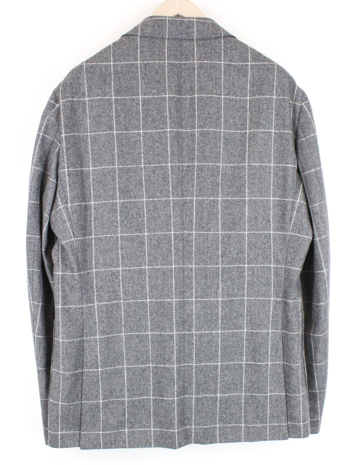 „SUITSUPPLY“ vyriškas klasikinis, pilkas, languotas vilnonis švarkas „Havana“ su pamušalu, UK48L 