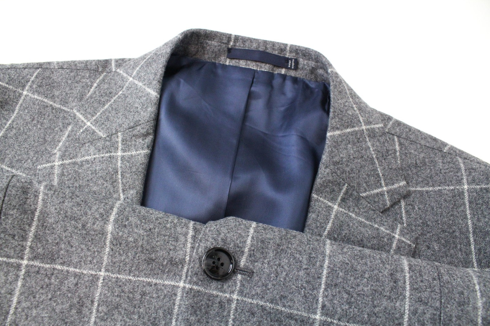 „SUITSUPPLY“ vyriškas klasikinis, pilkas, languotas vilnonis švarkas „Havana“ su pamušalu, UK48L 