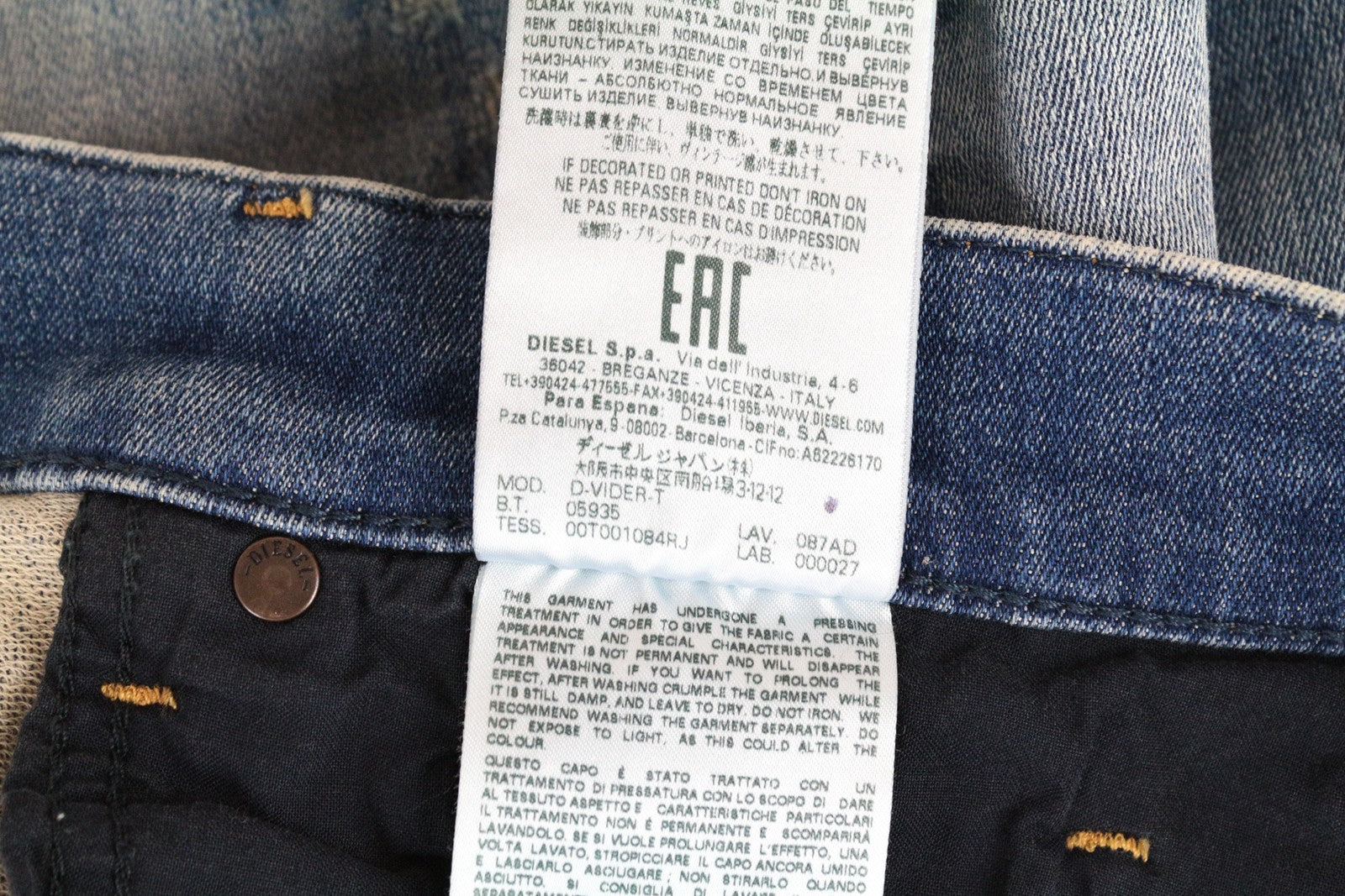 DIESEL D-Vider-T 087AD vyriški džinsai W28 morkų kirpimo medvilniniai tamprūs mėlyni 