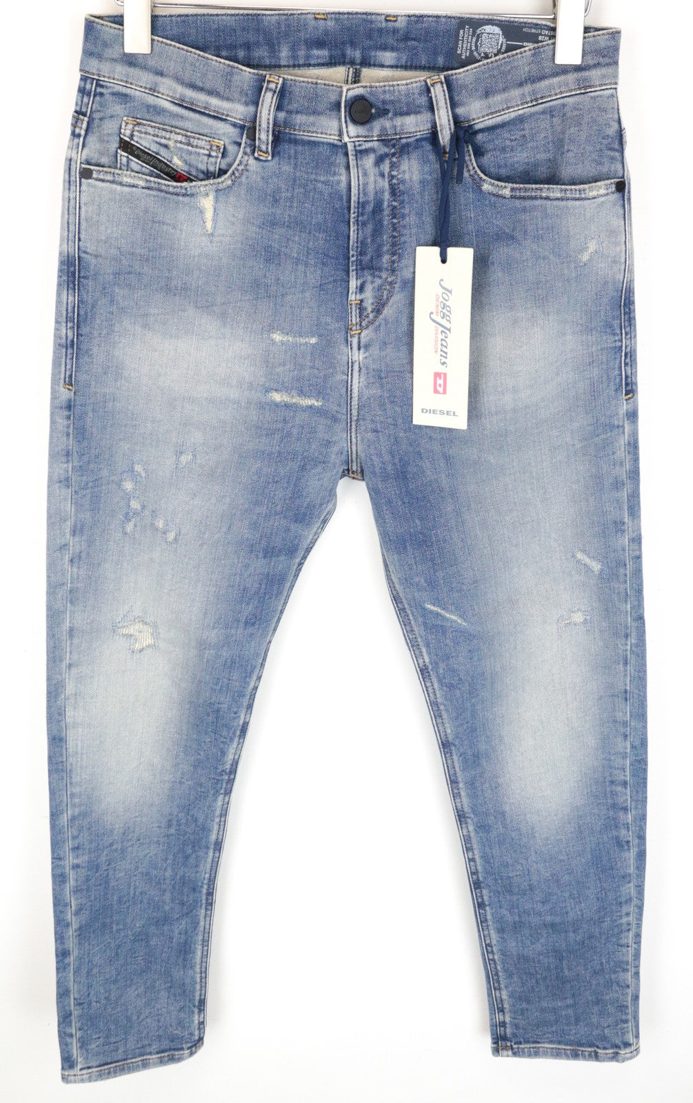 DIESEL D-Vider-T 087AD vyriški džinsai W28 morkų kirpimo, tamprūs, mėlyni 