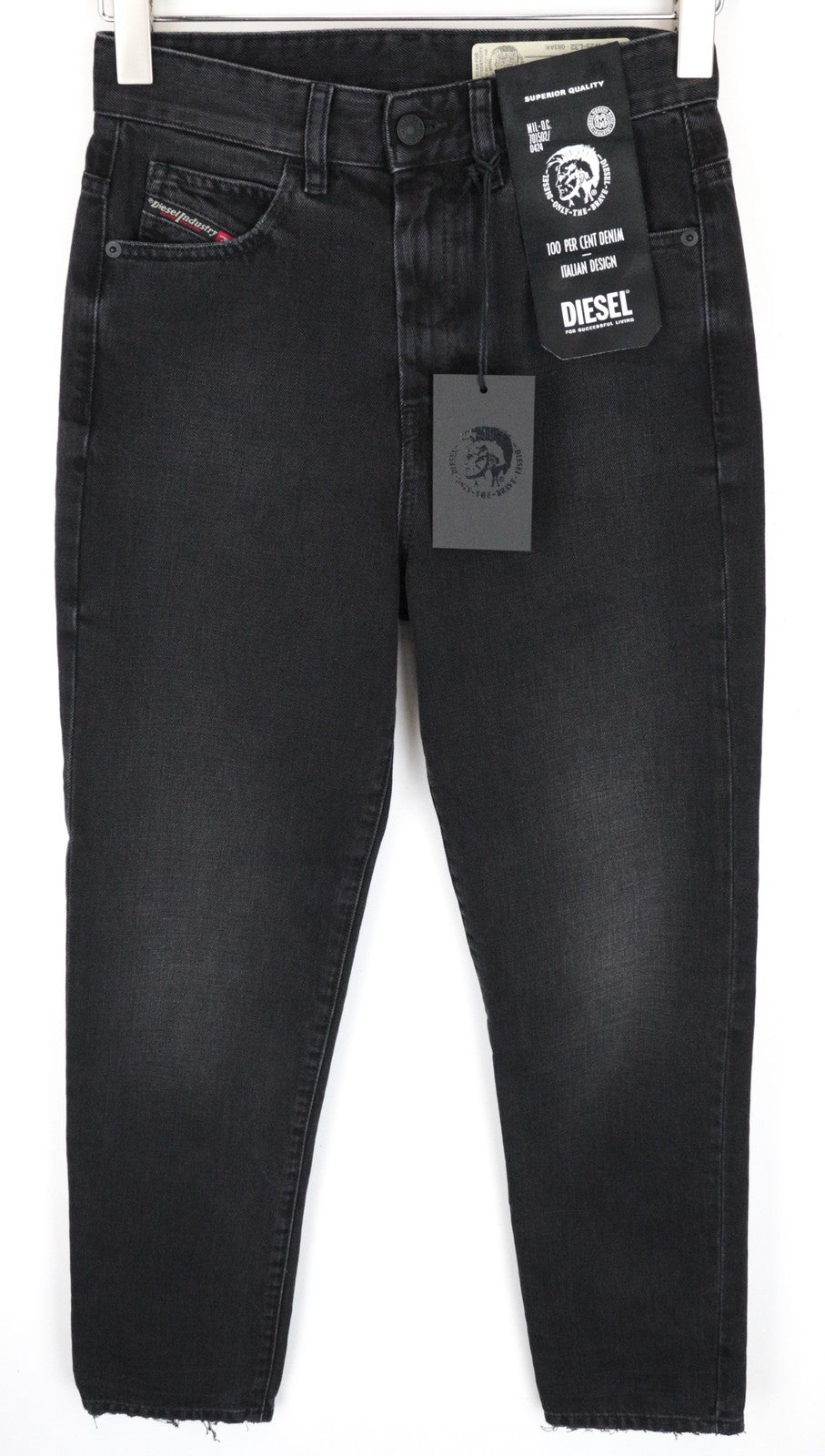 DIESEL D-Eiselle 083AK moteriški džinsai W25/L32 tiesaus kirpimo, juodos medvilnės 