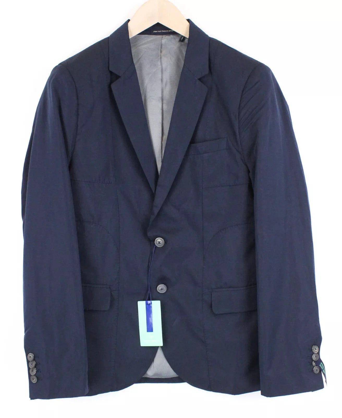 SCOTCH & SODA Men Blazer M Navy Notched Single-Breasted Ams Couture Style