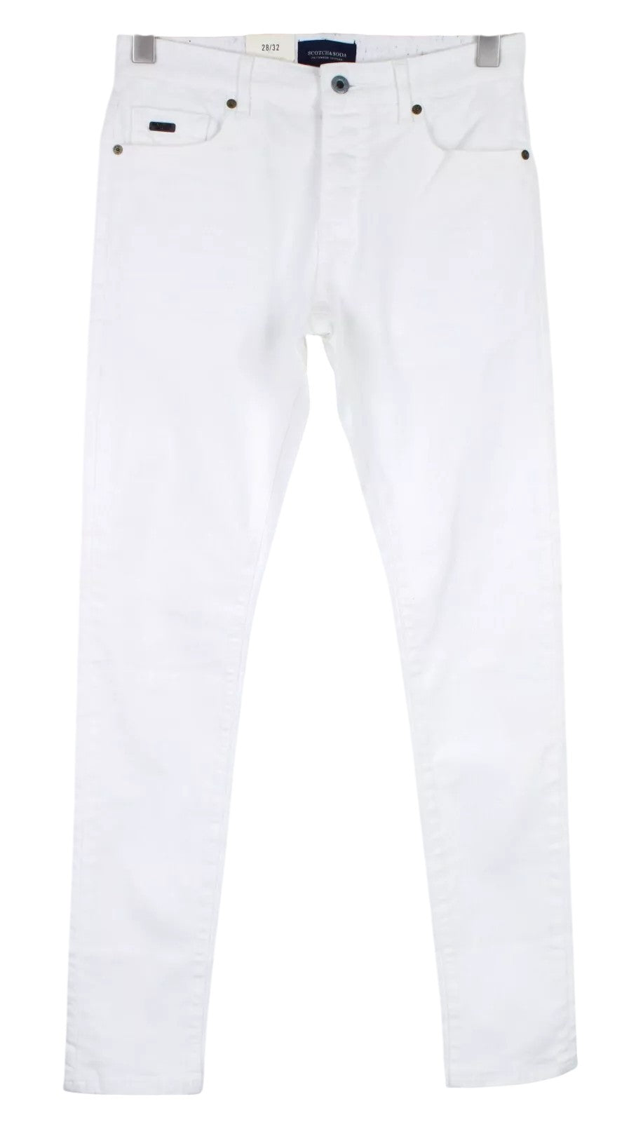 SCOTCH & SODA Men Pike Jeans W28/L32 White Skinny Fit Cotton Stretch Pants