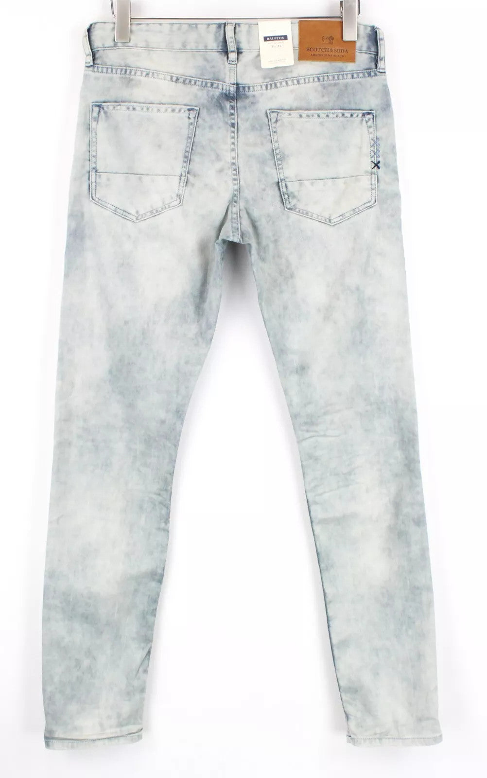 SCOTCH &amp; SODA W31/L32 Ralston mėlyni vyriški džinsai, ploni, skalbti, tamprūs džinsai 