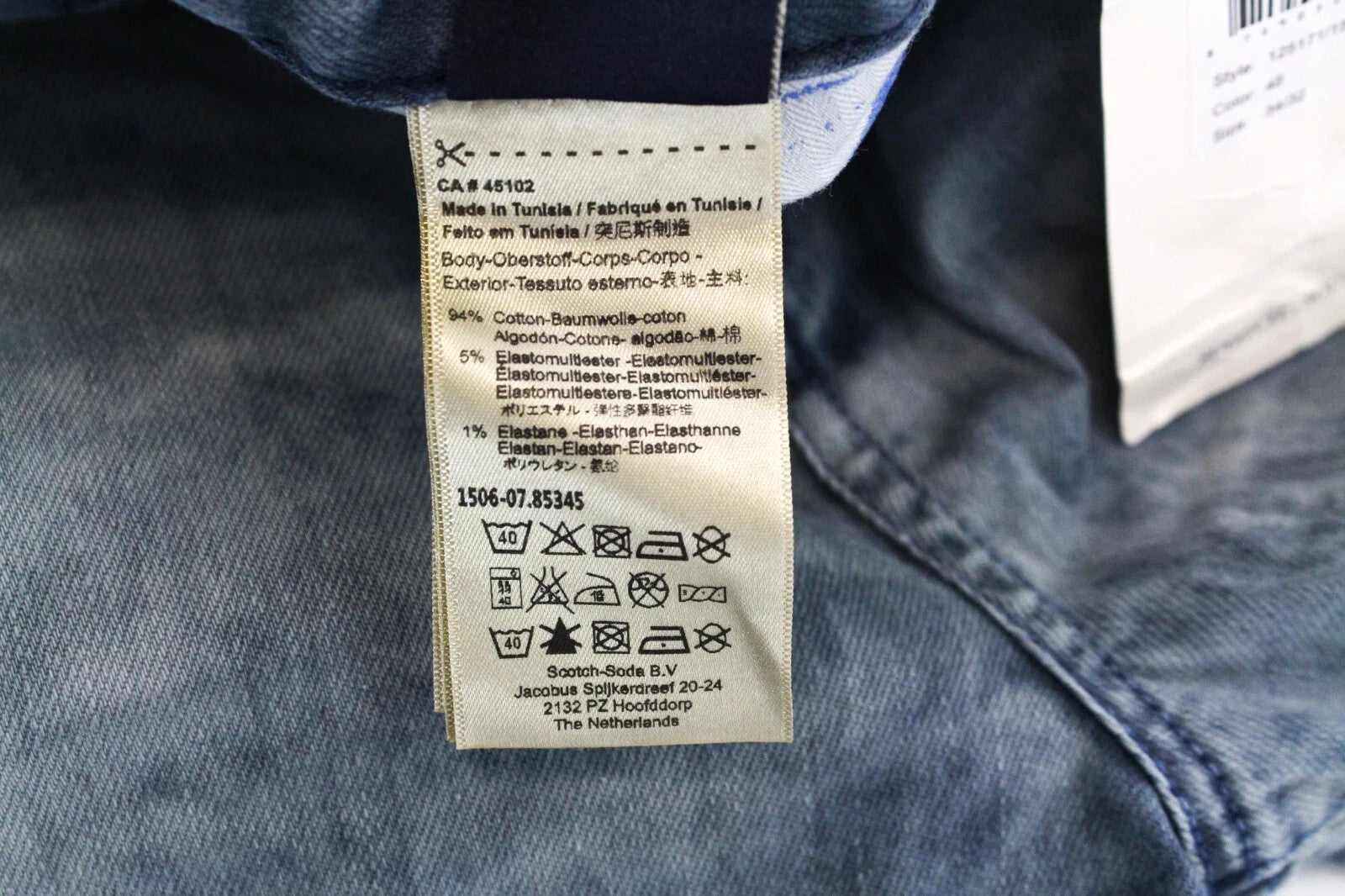 SCOTCH &amp; SODA Ralston mėlyni vyriški džinsai W34/L32 su 5 kišenėmis, skalbti, ploni, tamprūs 