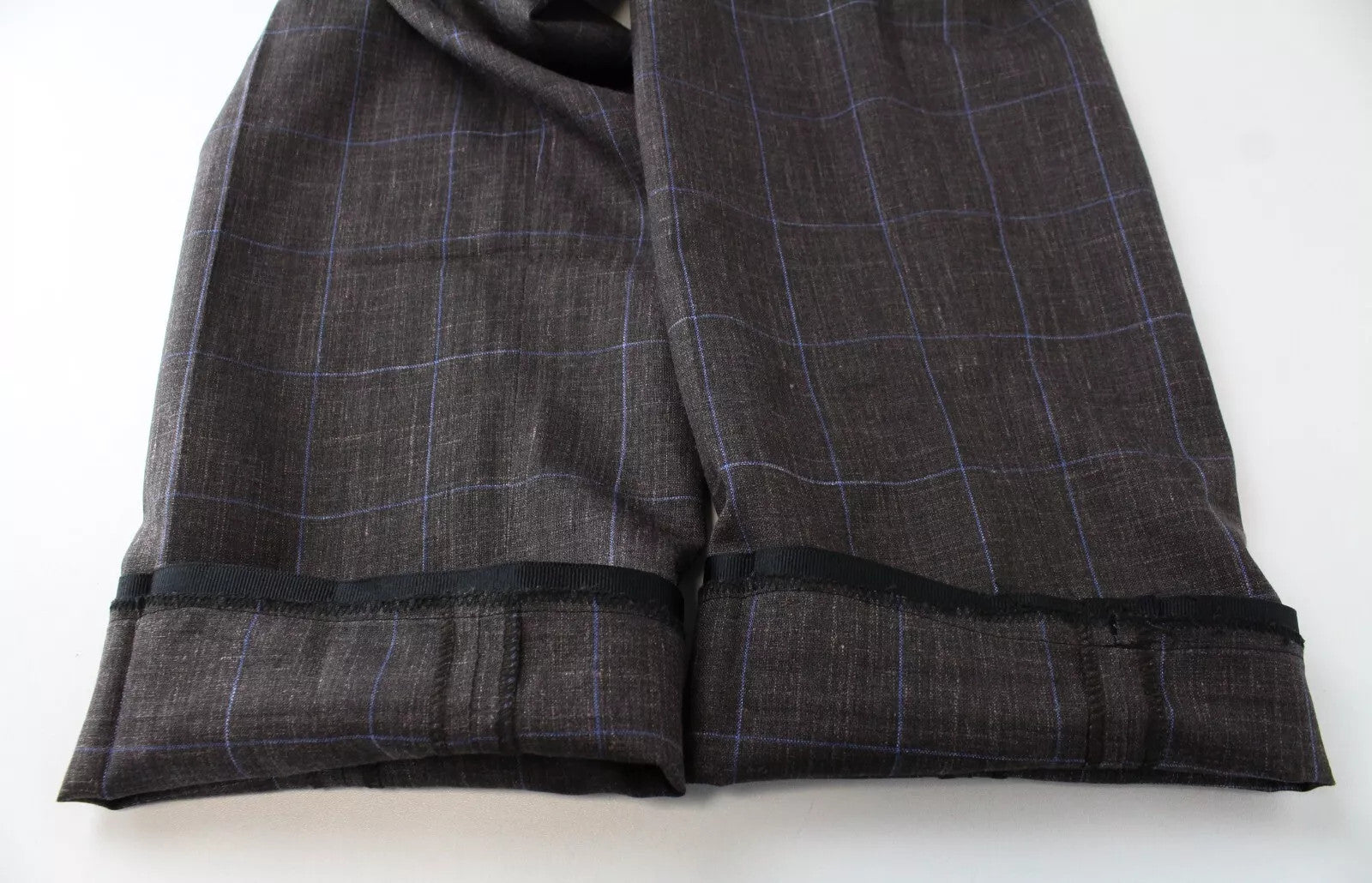 SUITSUPPLY Men Trousers UK38L Checked Brescia Brown Pleated Wool Blend Pants