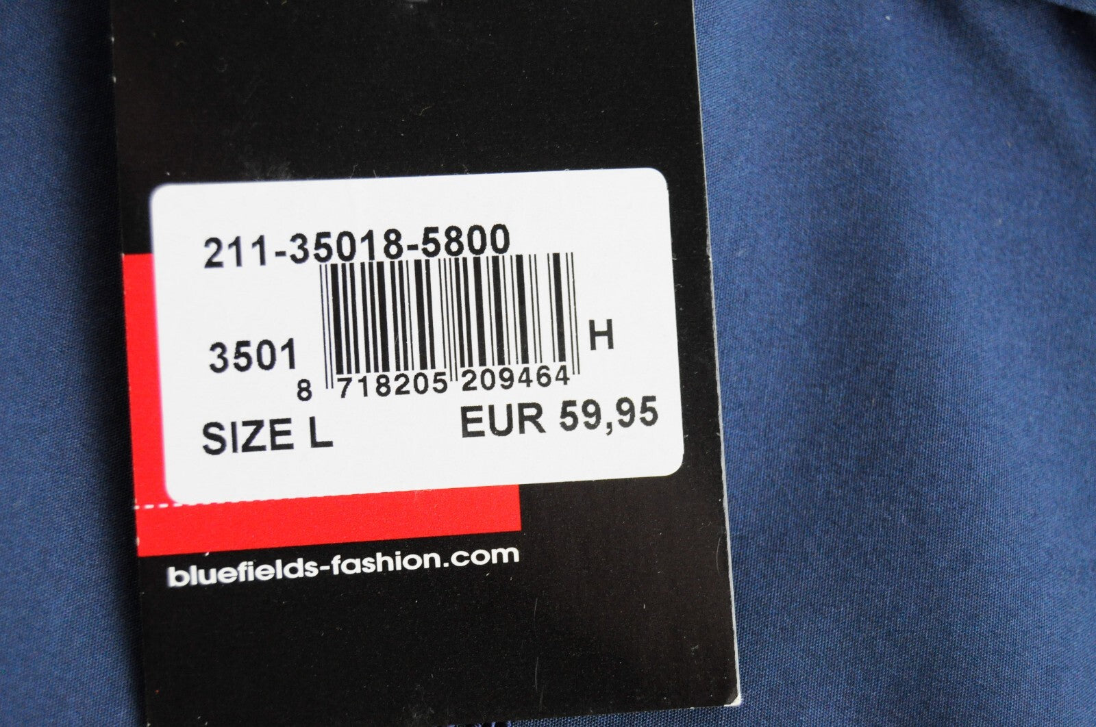 BLUE FIELDS Men Shirt L Blue Button-Down Long Sleeve Cotton with Pocket