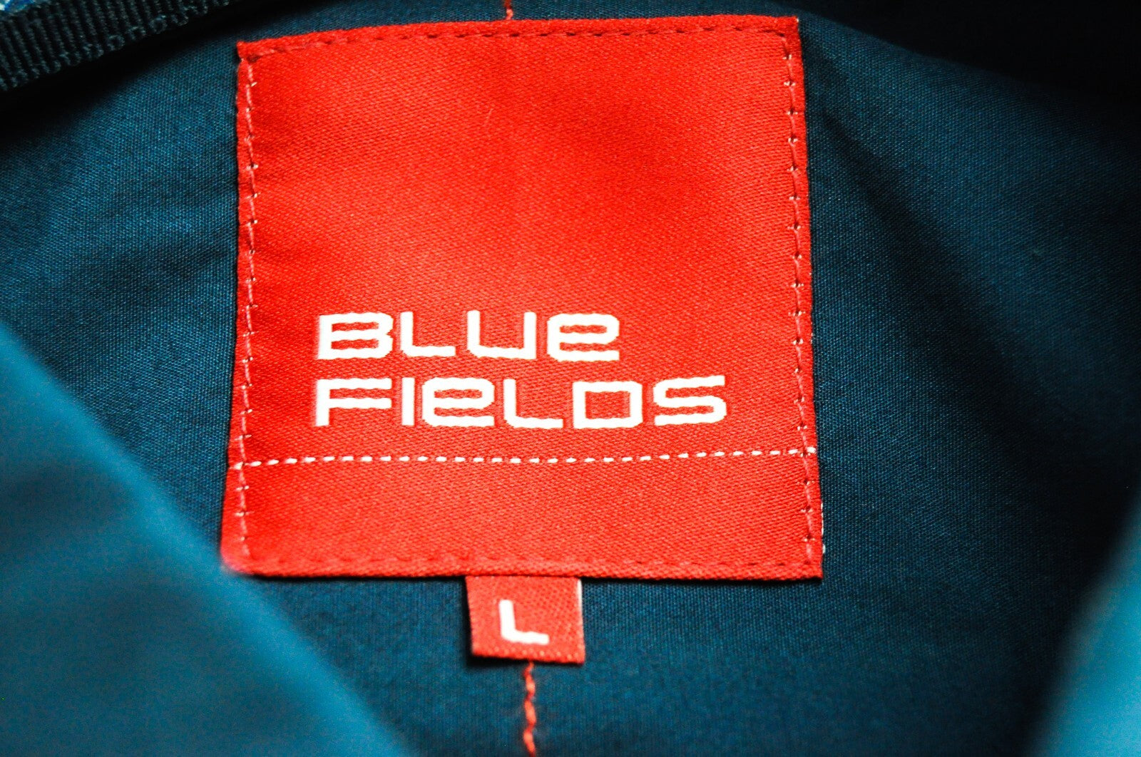 BLUE FIELDS Men Shirt L Blue Button-Down Long Sleeve Cotton with Pocket