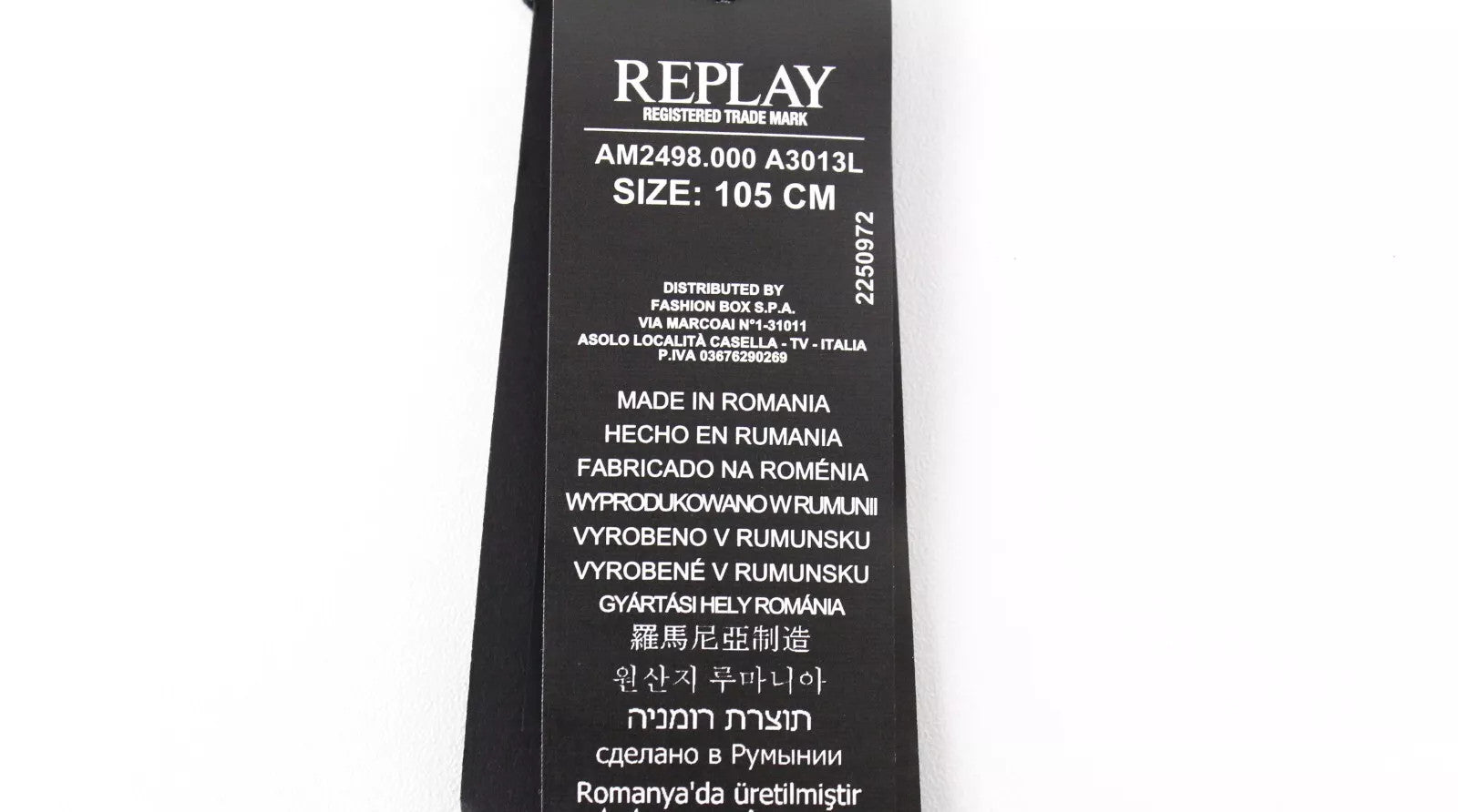 REPLAY odinis diržas 105 cm vyrams rudas karvės odos raštas metalinė sagtis 