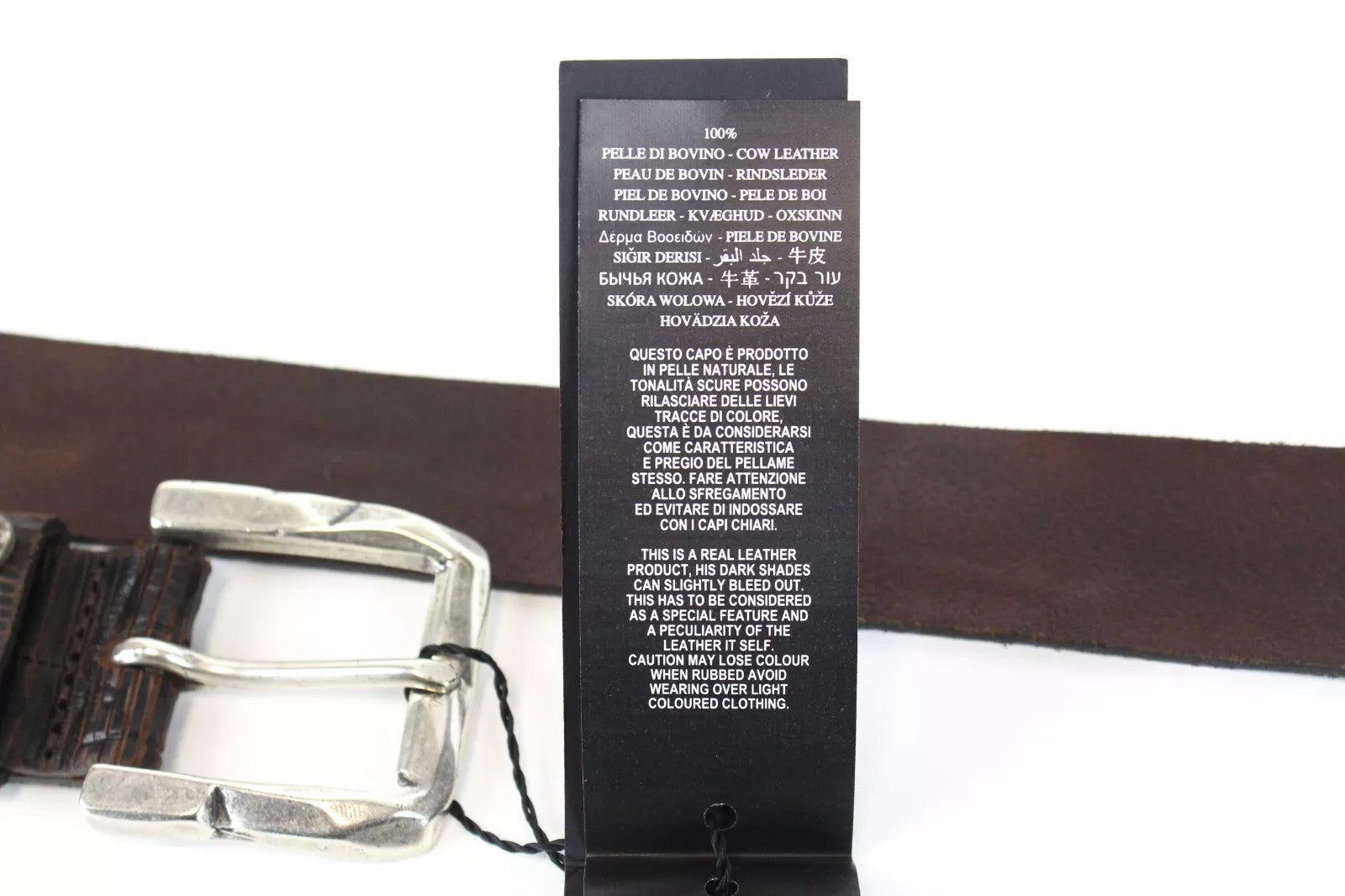 REPLAY odinis diržas 105 cm vyrams rudas karvės odos raštas metalinė sagtis 