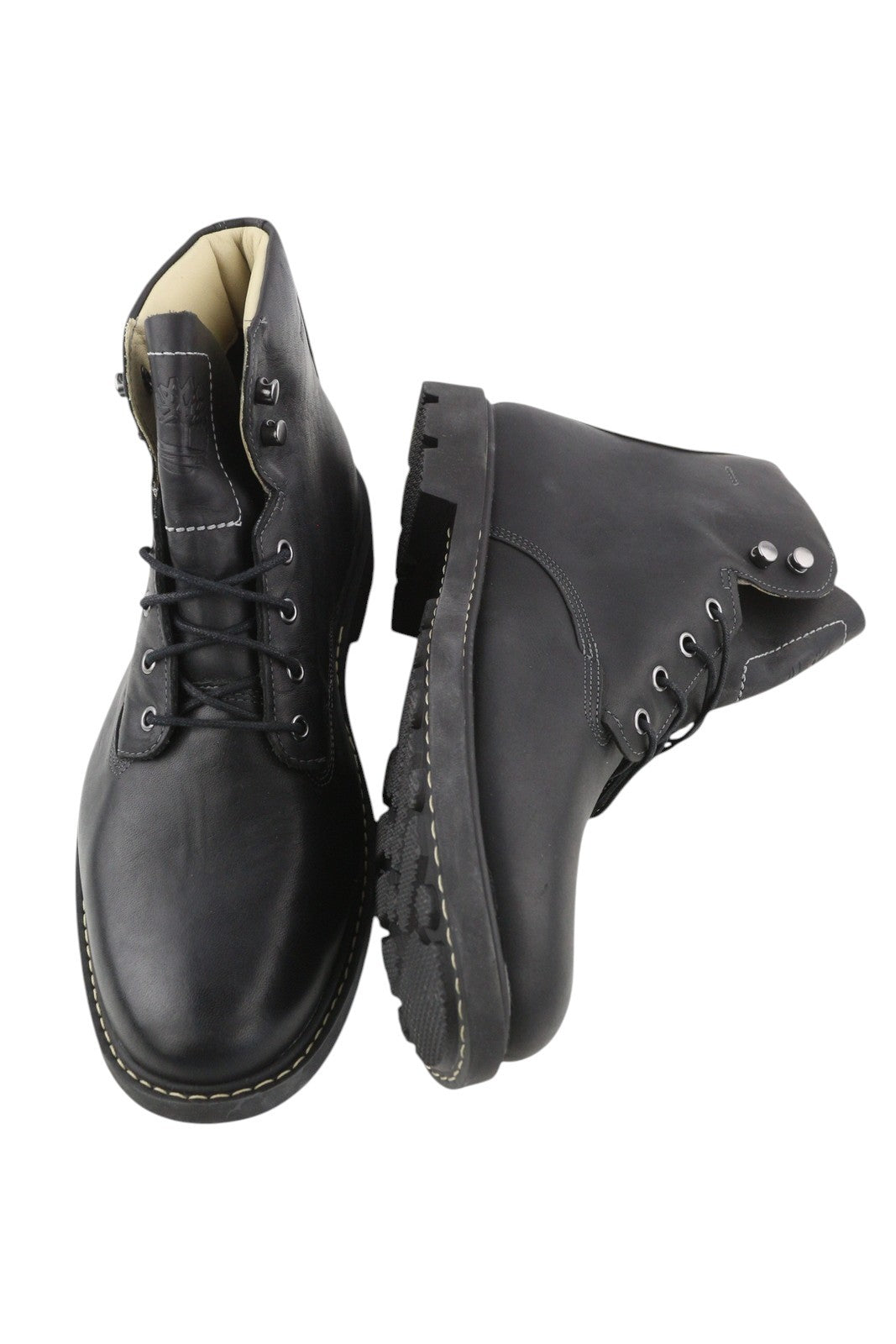 TIMBERLAND A2FHE vyriški aulinukai EU42 EU43 juodi odiniai su raišteliais, iki kulkšnies, „Earthkeepers“ stiliaus. 