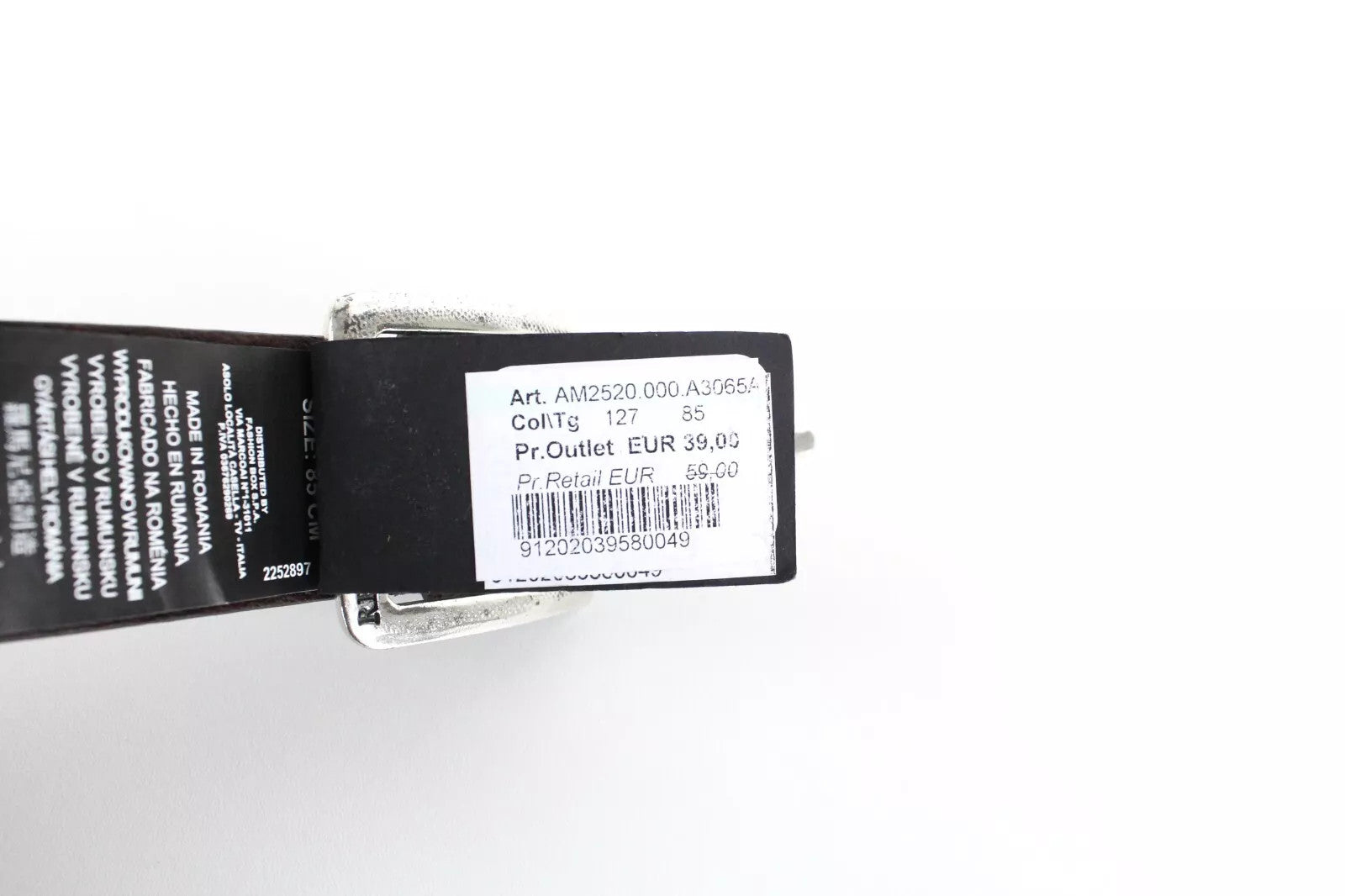 REPLAY 85 cm vyriškas diržas natūralios odos rudas raštas kvadratinė sagtis 