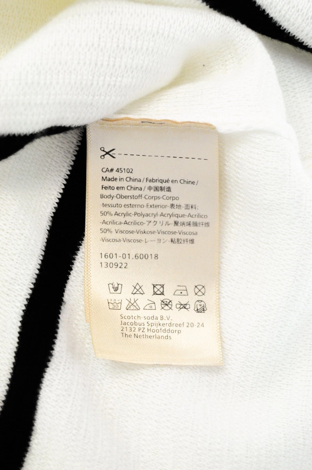 SCOTCH &amp; SODA XL vyriškas megztinis balkšvos spalvos megztinis „Ams Couture“ dryžuotas 