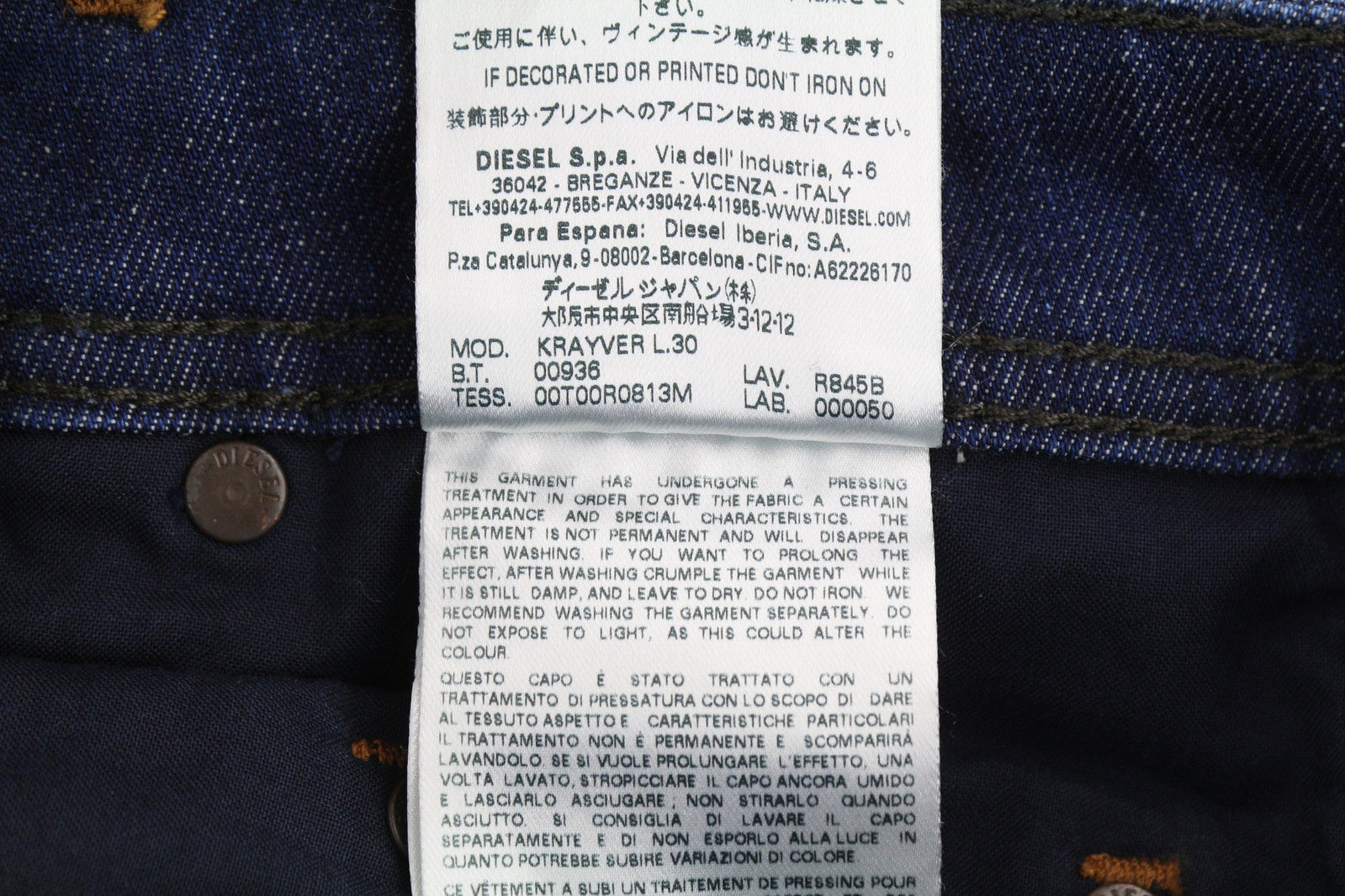 DIESEL Krayver R845B vyriški džinsai W28/L30 Regular Slim Carrot Stretch washed blue 