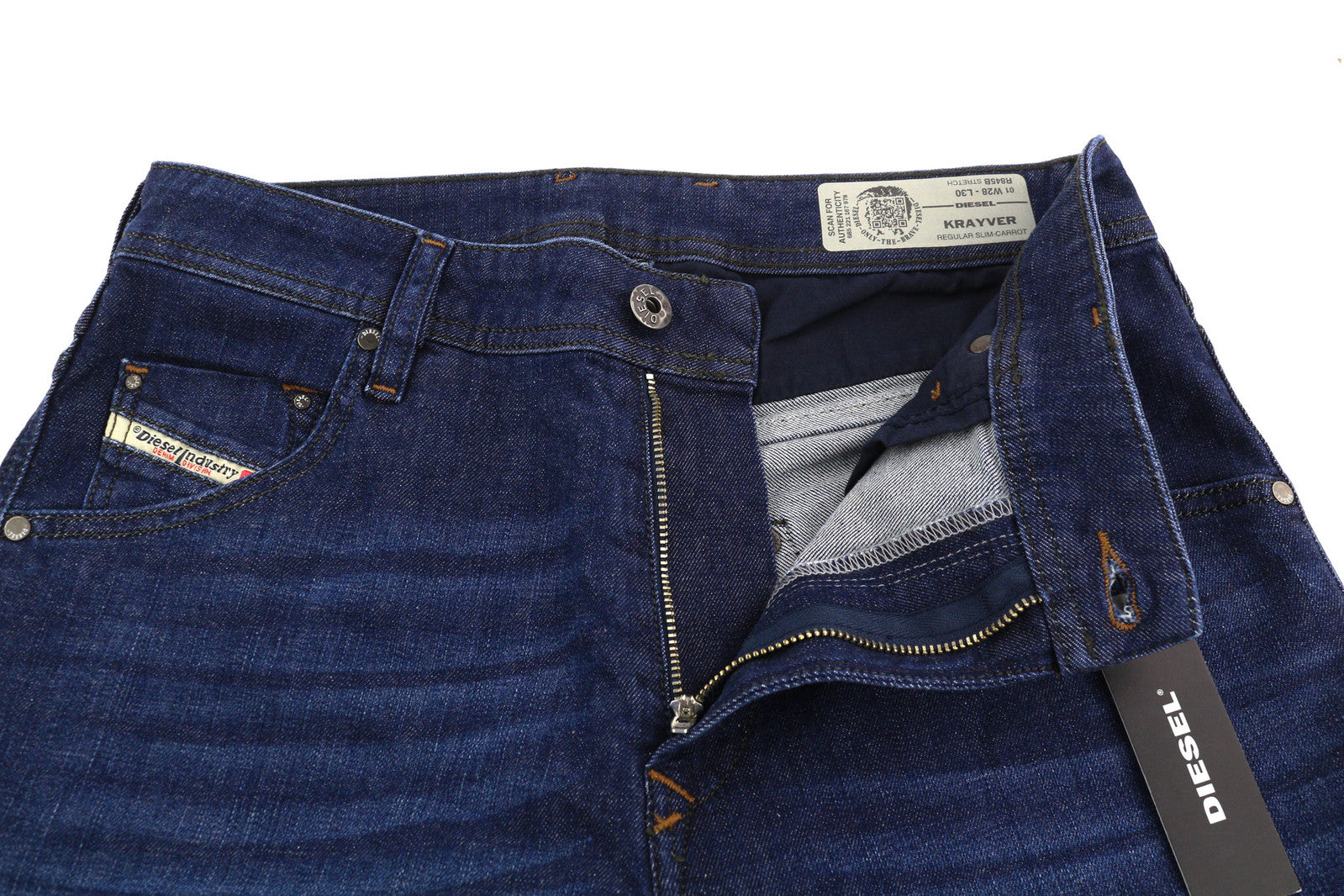 DIESEL Krayver R845B vyriški džinsai W28/L30 Regular Slim Carrot Stretch washed blue 